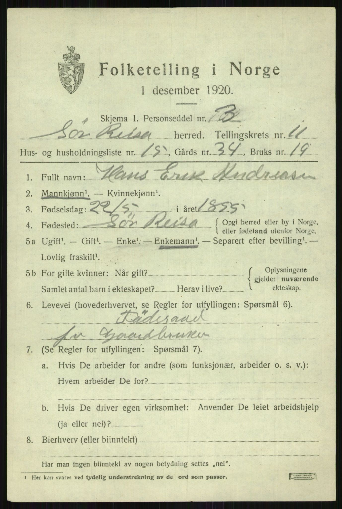 SATØ, 1920 census for Sørreisa, 1920, p. 4955