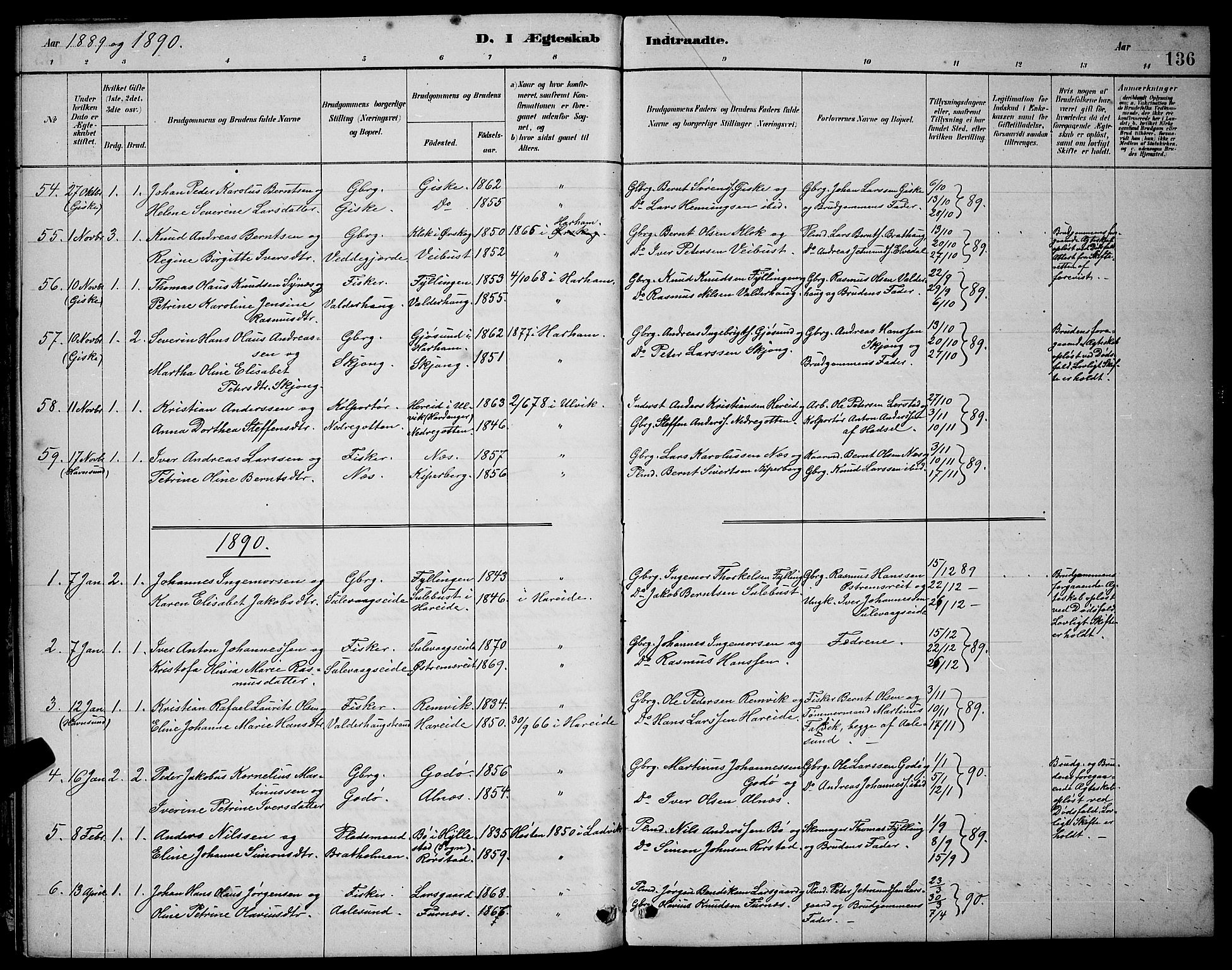 Ministerialprotokoller, klokkerbøker og fødselsregistre - Møre og Romsdal, AV/SAT-A-1454/528/L0430: Parish register (copy) no. 528C11, 1884-1899, p. 136