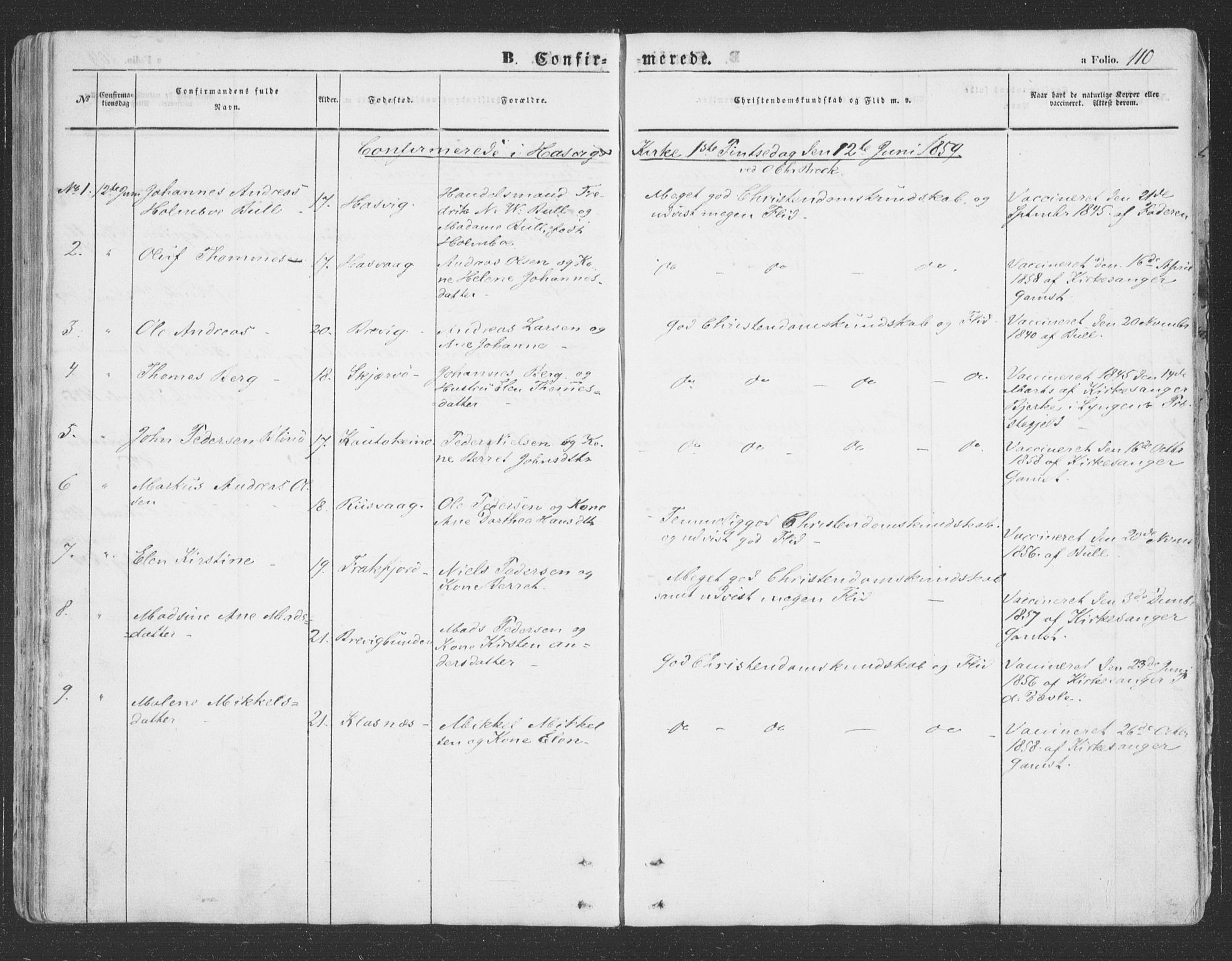 Loppa sokneprestkontor, SATØ/S-1339/H/Ha/L0004kirke: Parish register (official) no. 4, 1849-1868, p. 110