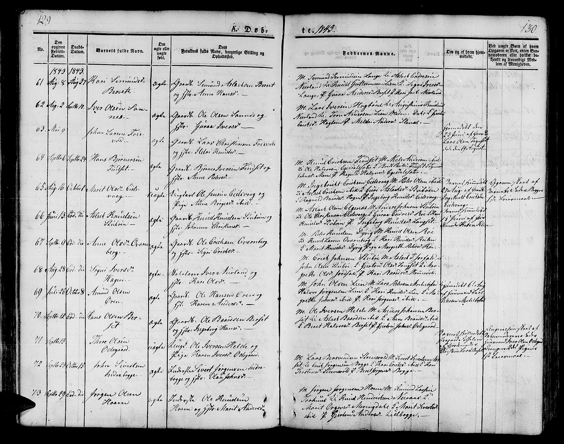 Ministerialprotokoller, klokkerbøker og fødselsregistre - Møre og Romsdal, AV/SAT-A-1454/551/L0624: Parish register (official) no. 551A04, 1831-1845, p. 129-130