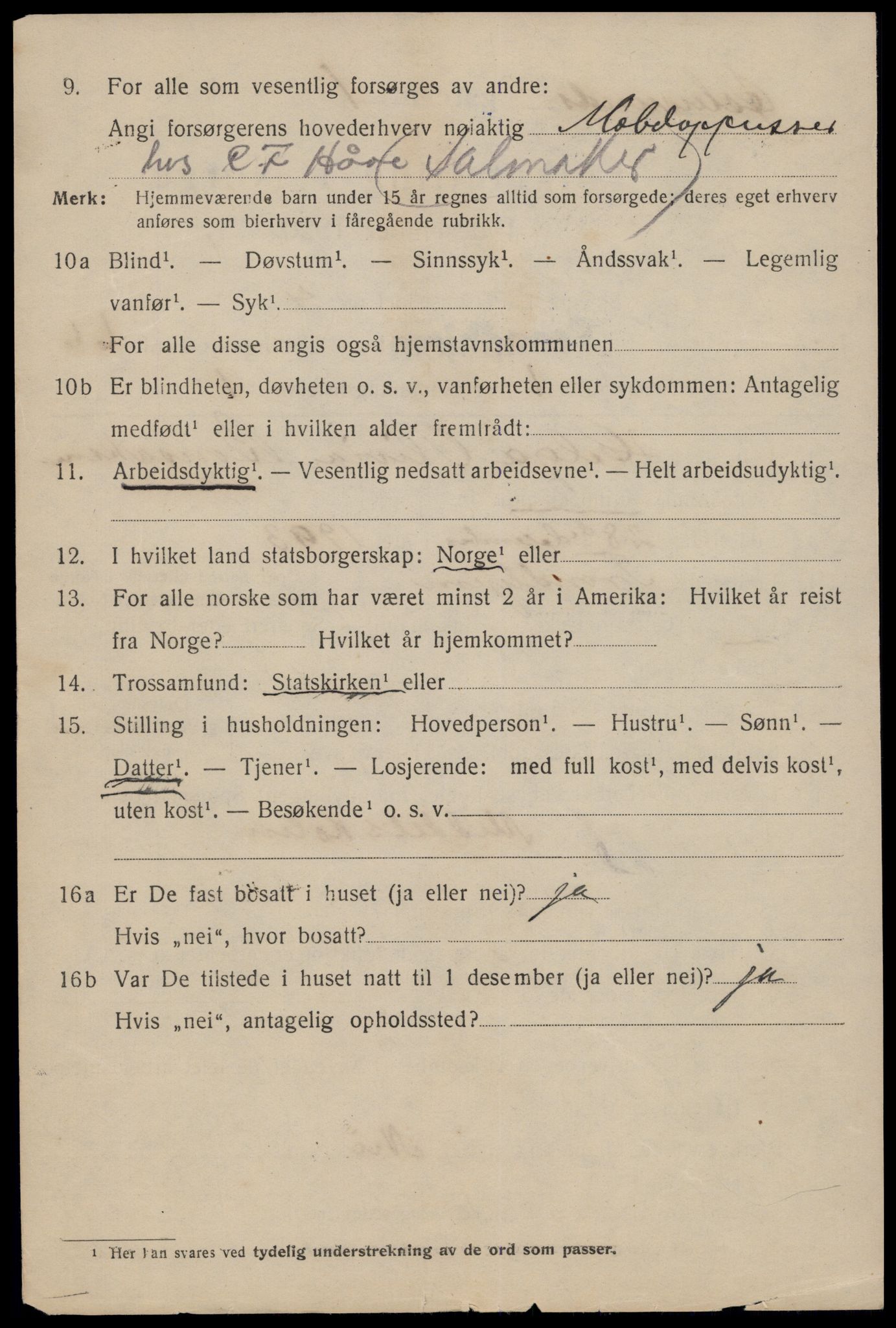 SAT, 1920 census for Trondheim, 1920, p. 130185