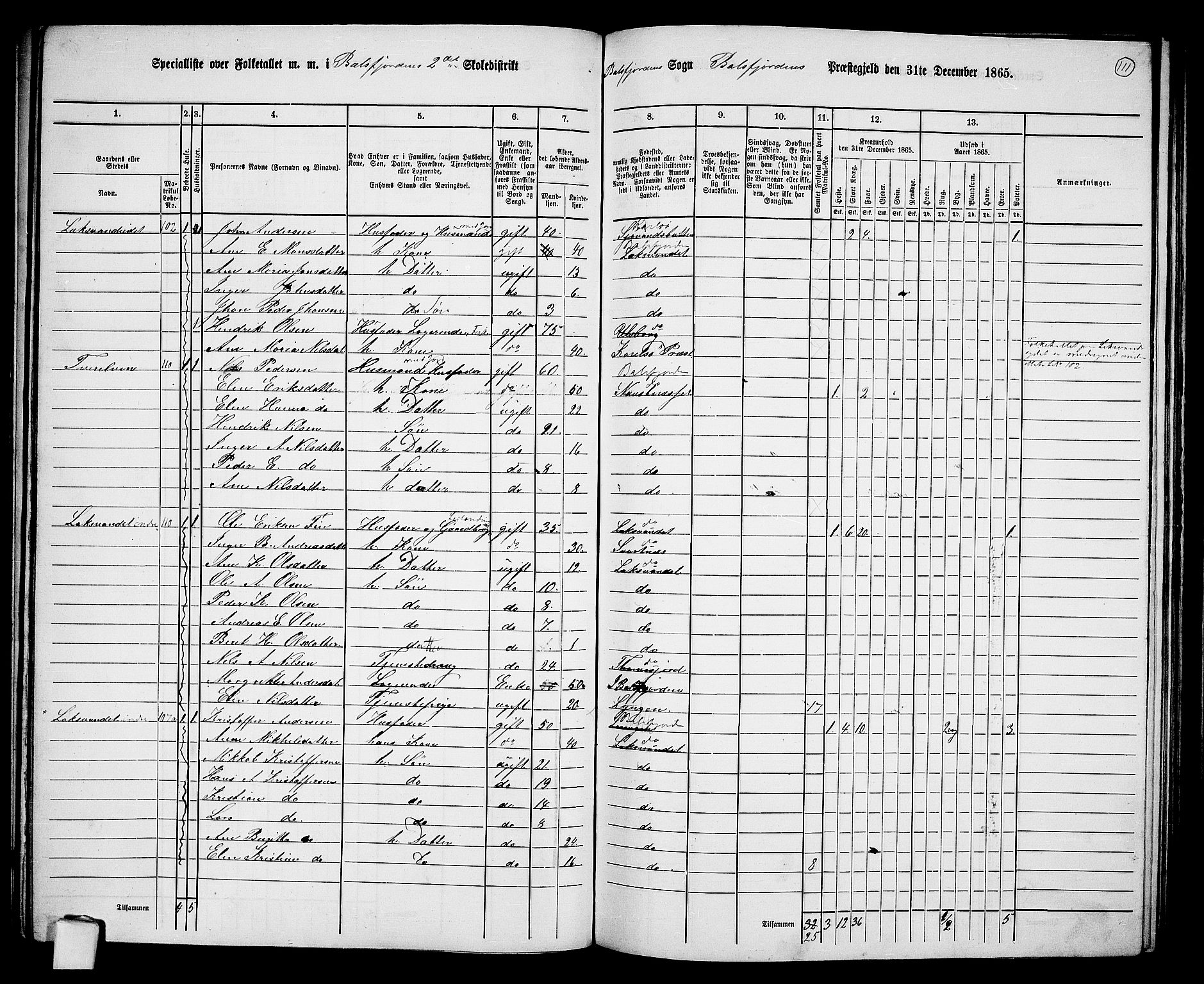 RA, 1865 census for Balsfjord, 1865, p. 50