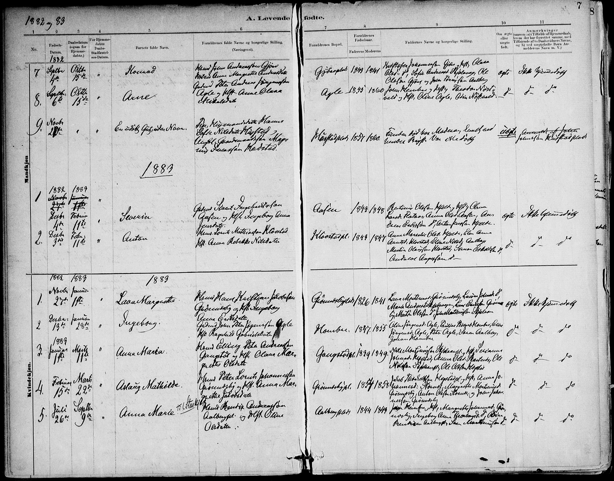 Ministerialprotokoller, klokkerbøker og fødselsregistre - Nord-Trøndelag, AV/SAT-A-1458/732/L0316: Parish register (official) no. 732A01, 1879-1921, p. 7