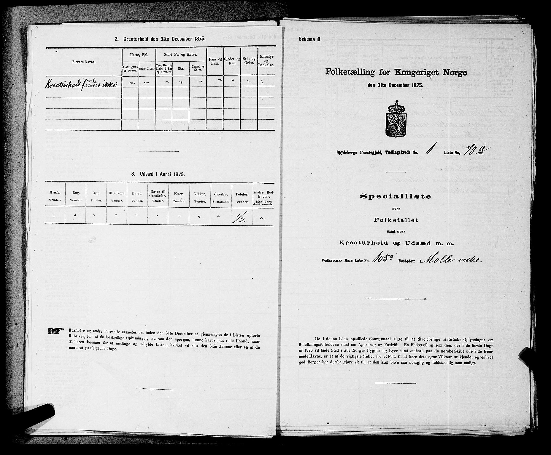 RA, 1875 census for 0123P Spydeberg, 1875, p. 37
