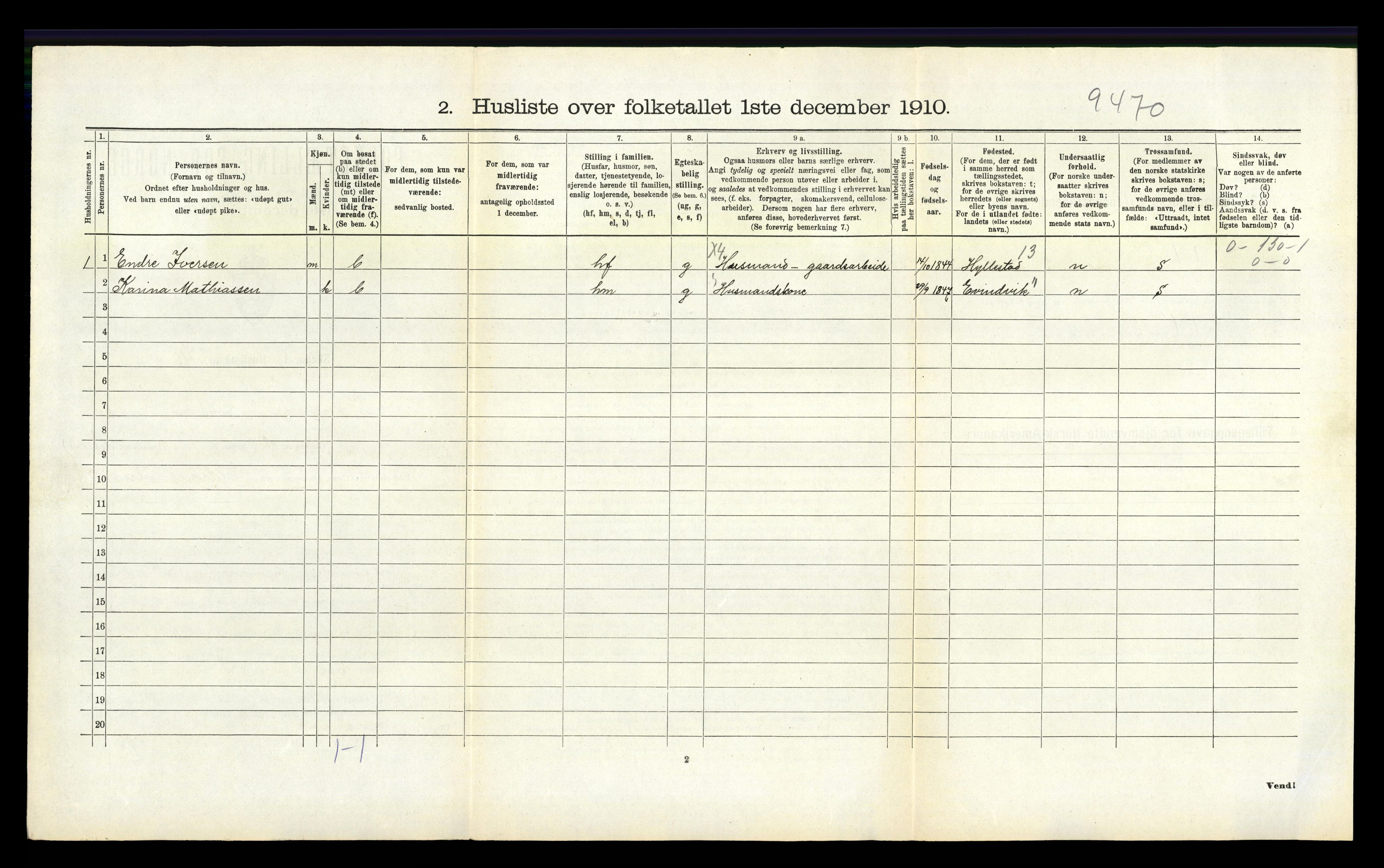 RA, 1910 census for Hamre, 1910, p. 433