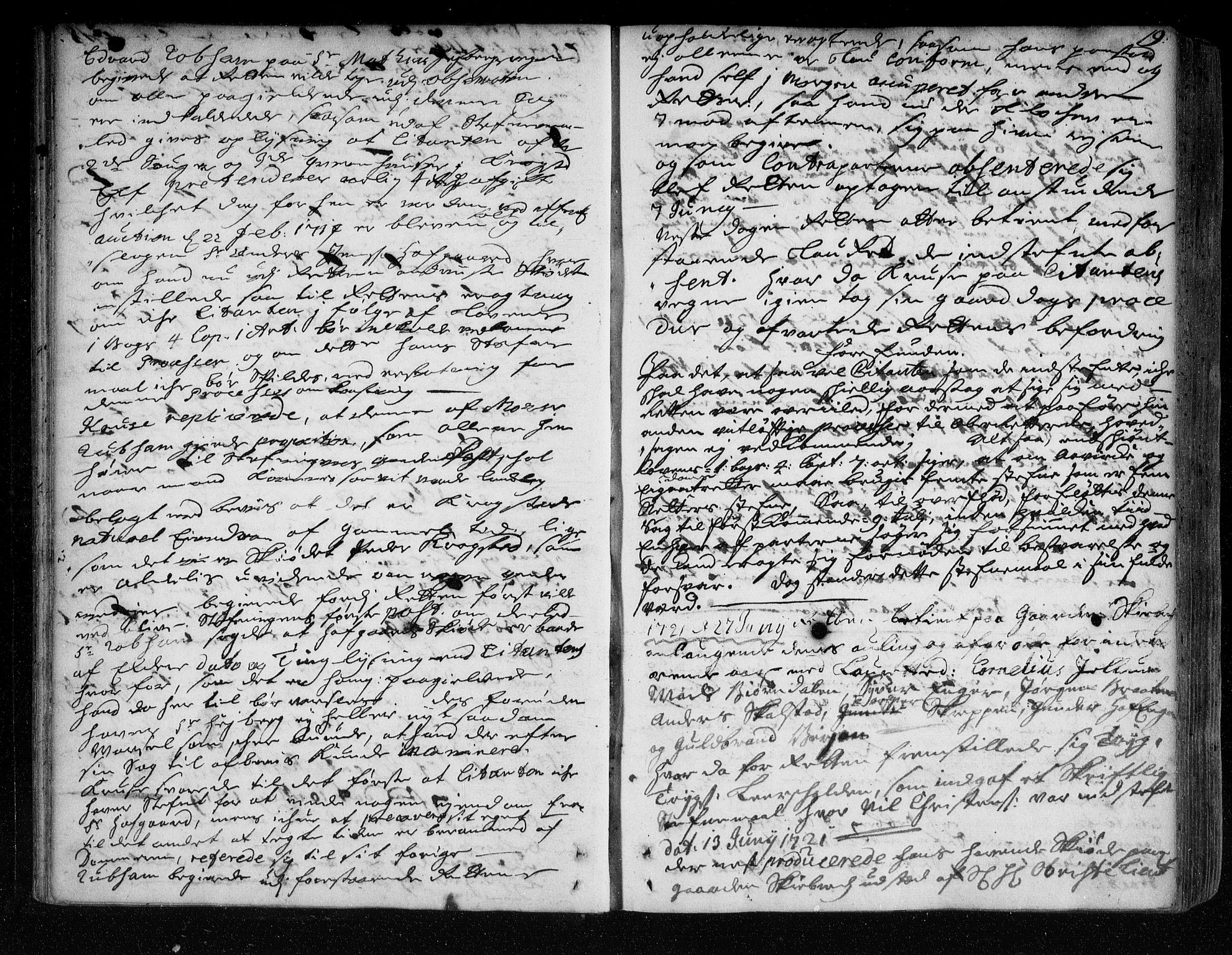 Eiker, Modum og Sigdal sorenskriveri, AV/SAKO-A-123/F/Fa/Faa/L0063: Tingbok, 1721-1722, p. 19