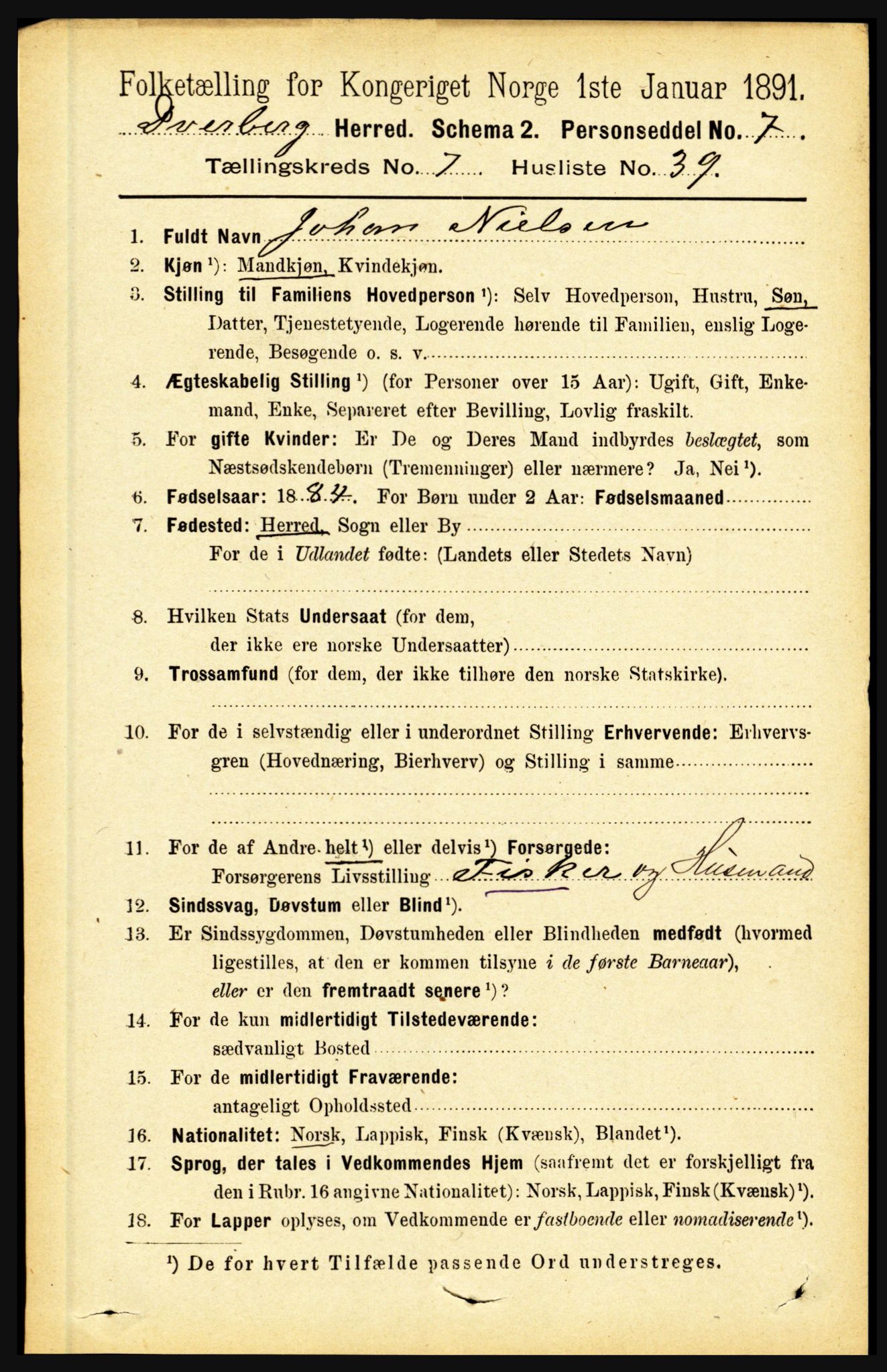 RA, 1891 census for 1872 Dverberg, 1891, p. 2846