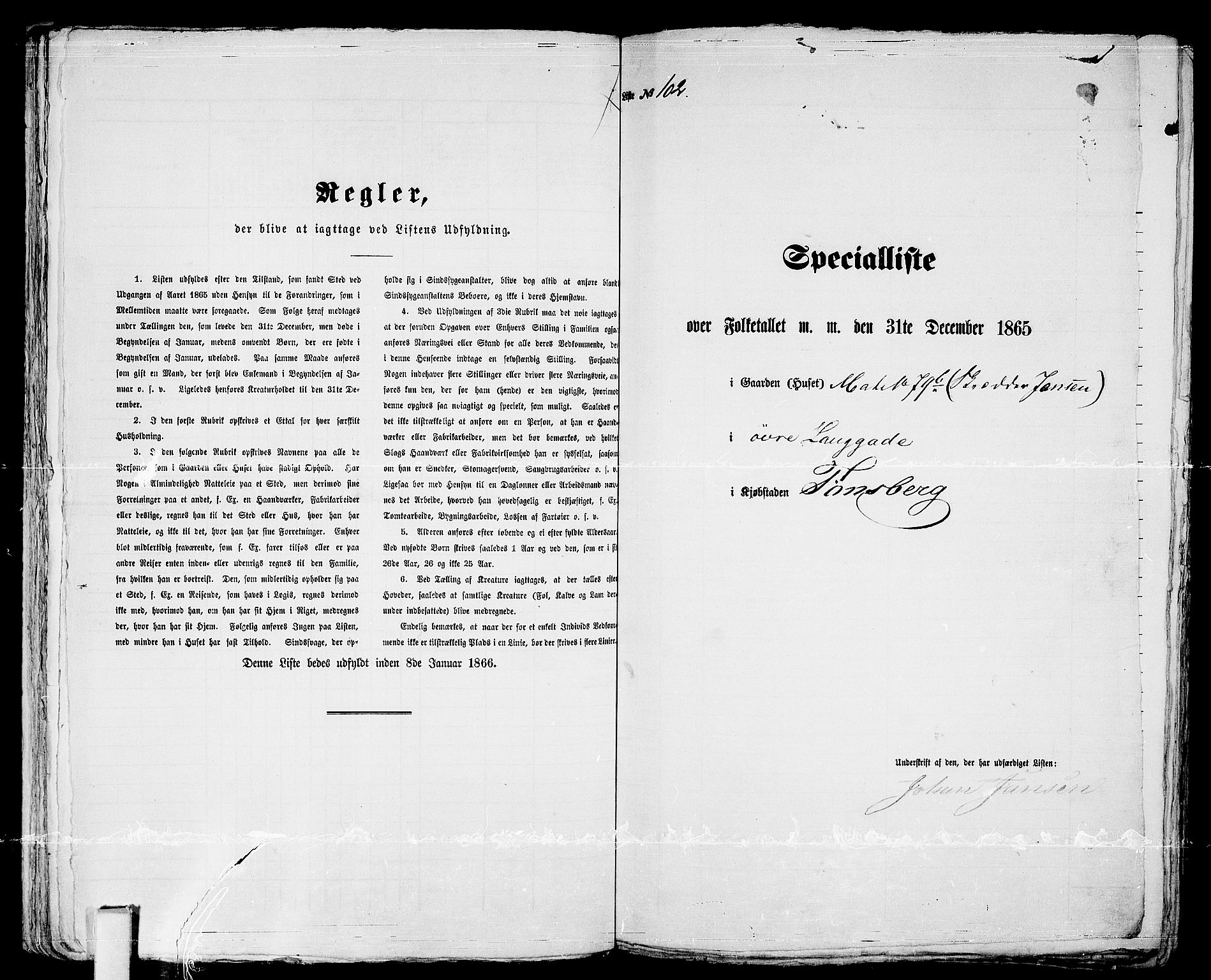 RA, 1865 census for Tønsberg, 1865, p. 224