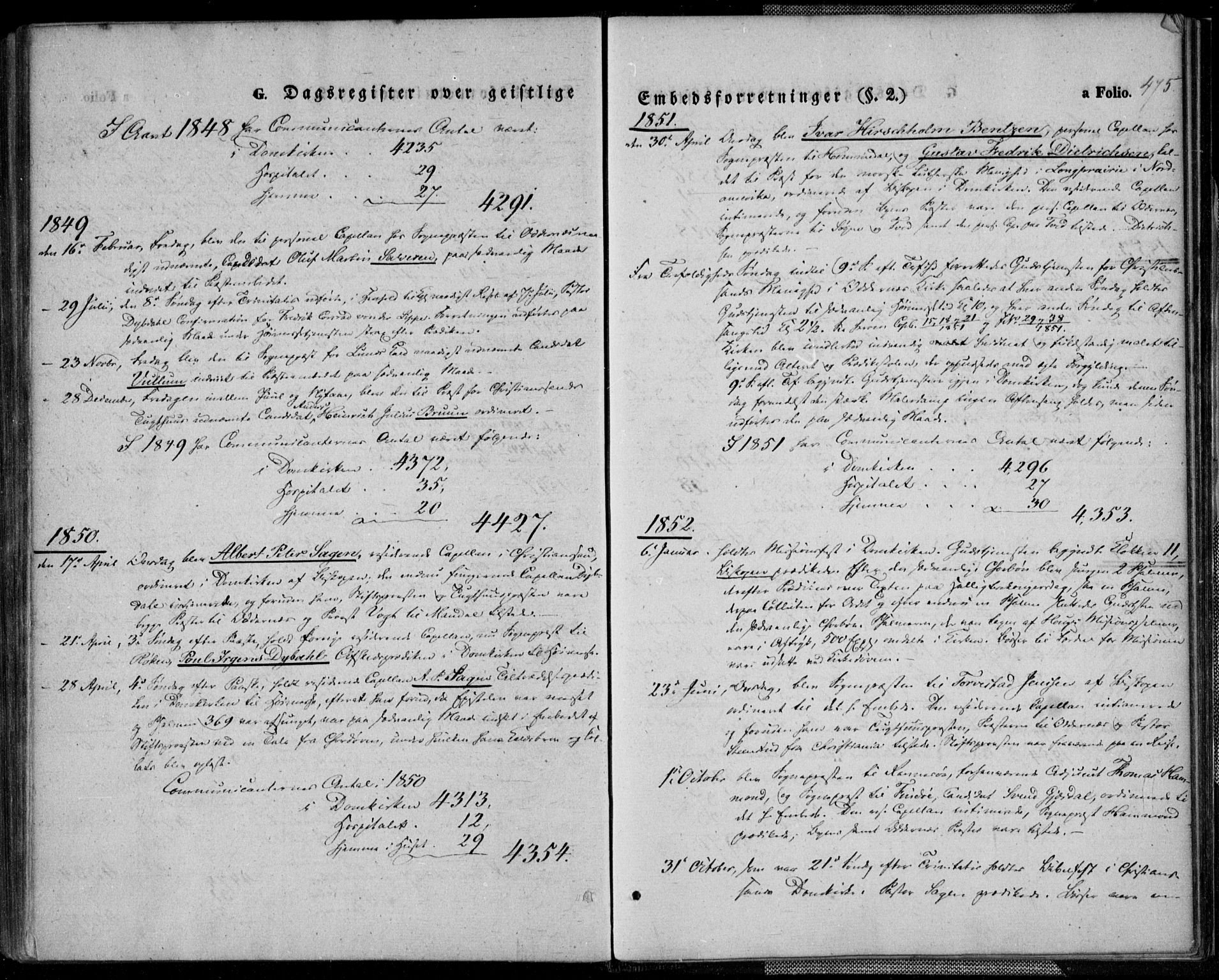 Kristiansand domprosti, SAK/1112-0006/F/Fa/L0013: Parish register (official) no. A 13, 1842-1851, p. 475