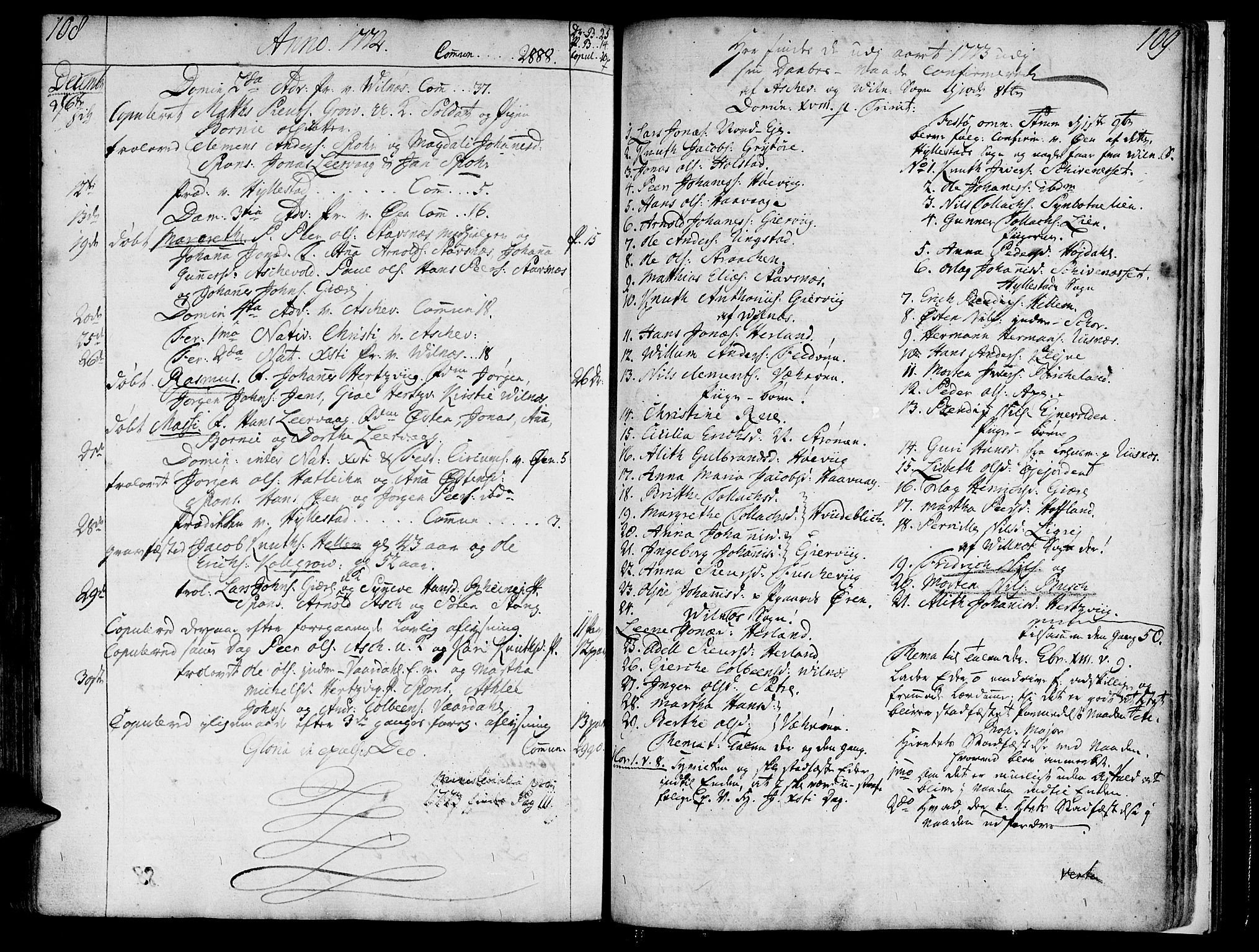Askvoll sokneprestembete, SAB/A-79501/H/Haa/Haaa/L0008: Parish register (official) no. A 8, 1749-1775, p. 108-109