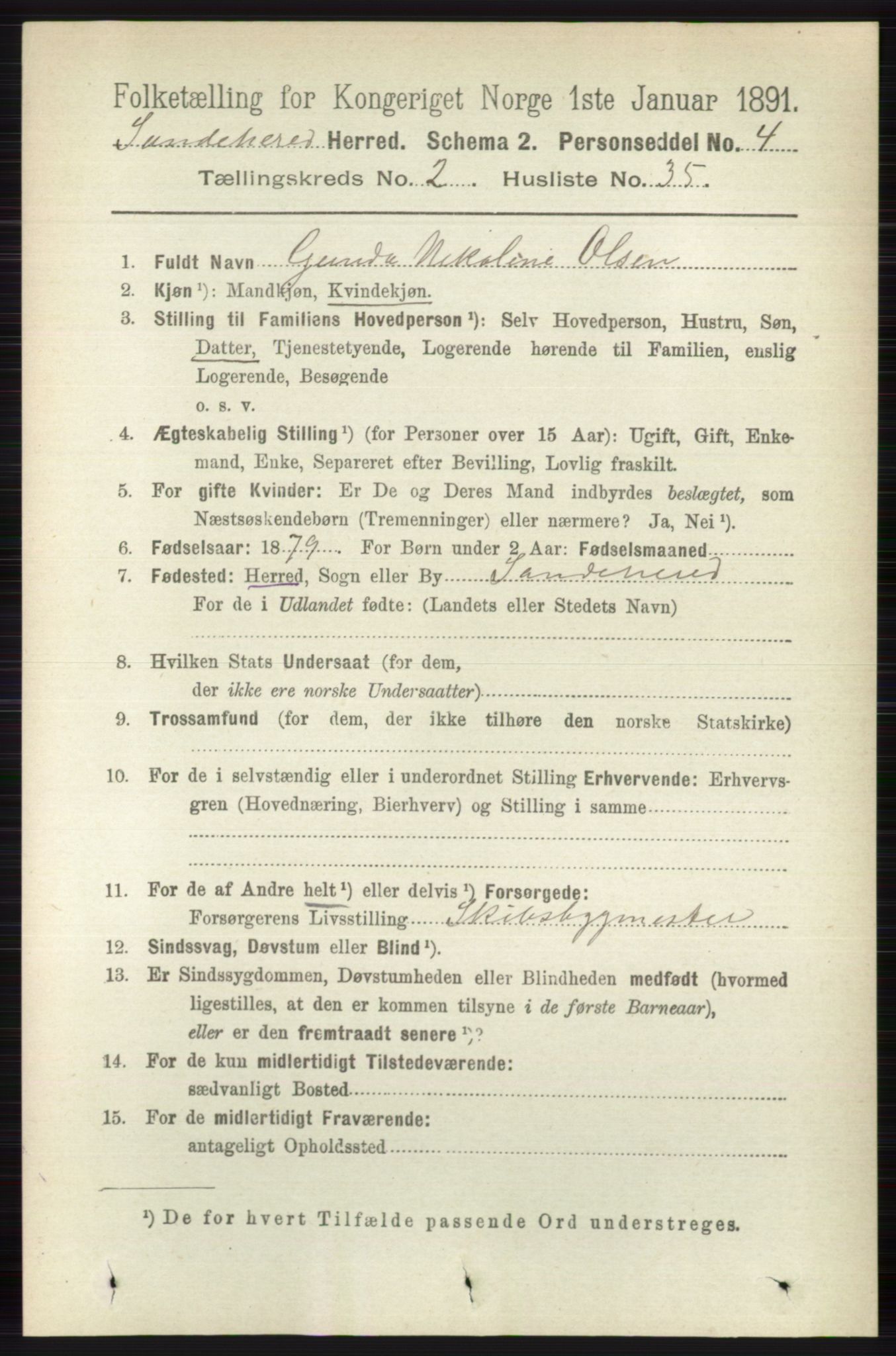 RA, 1891 census for 0724 Sandeherred, 1891, p. 1231