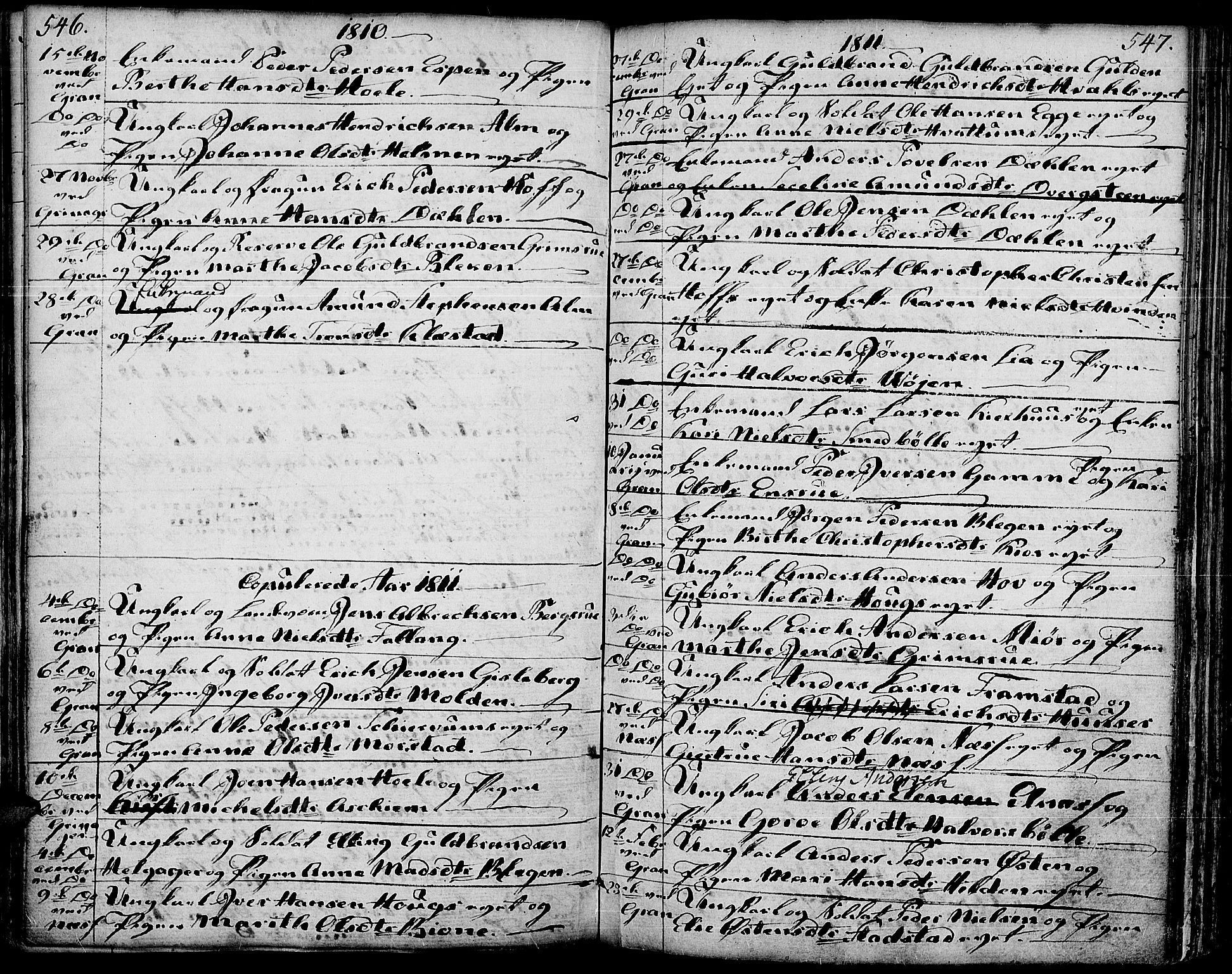 Gran prestekontor, SAH/PREST-112/H/Ha/Haa/L0006: Parish register (official) no. 6, 1787-1824, p. 546-547