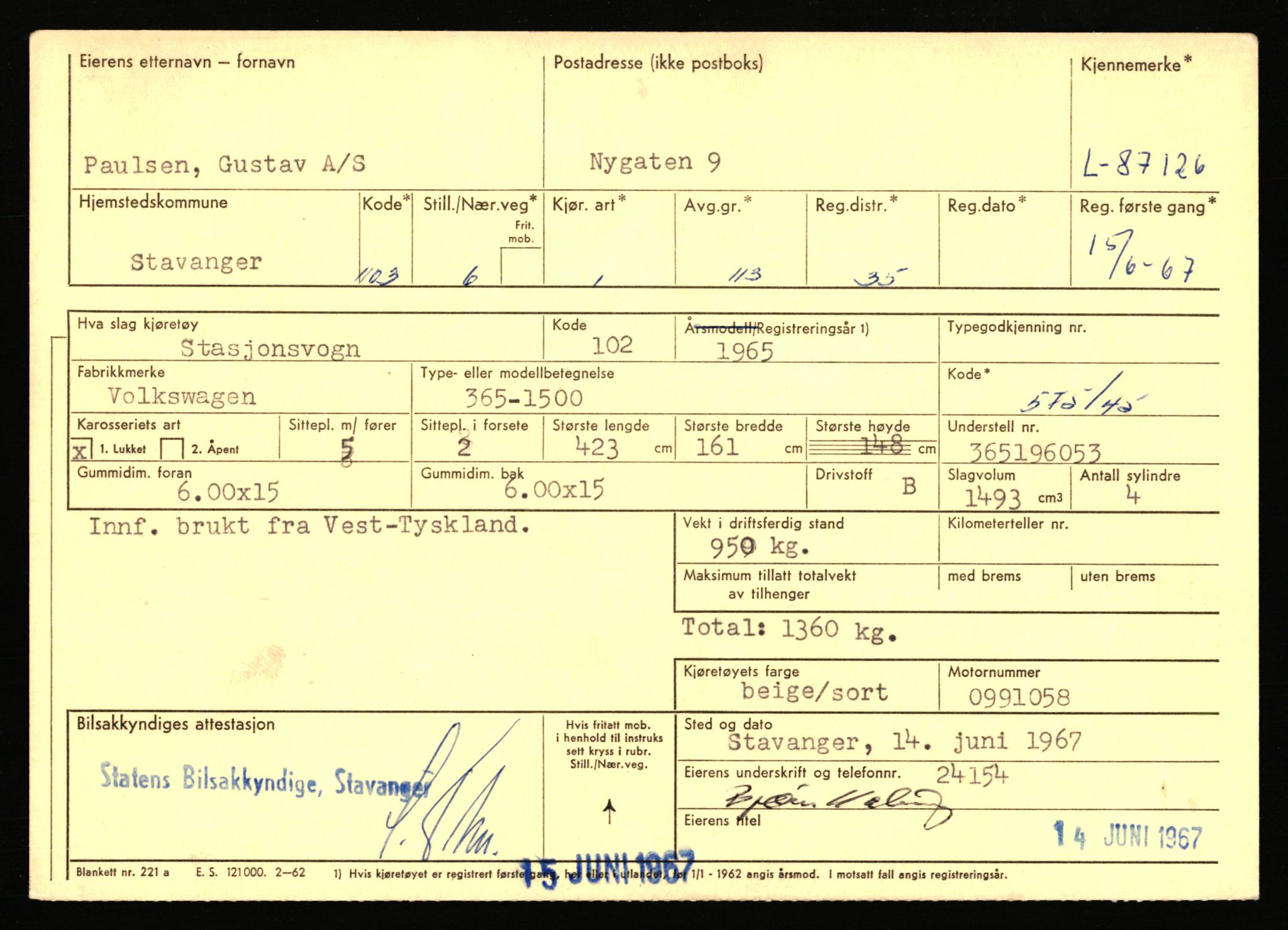 Stavanger trafikkstasjon, SAST/A-101942/0/F/L0074: L-86500 - L-88799, 1930-1971, p. 559