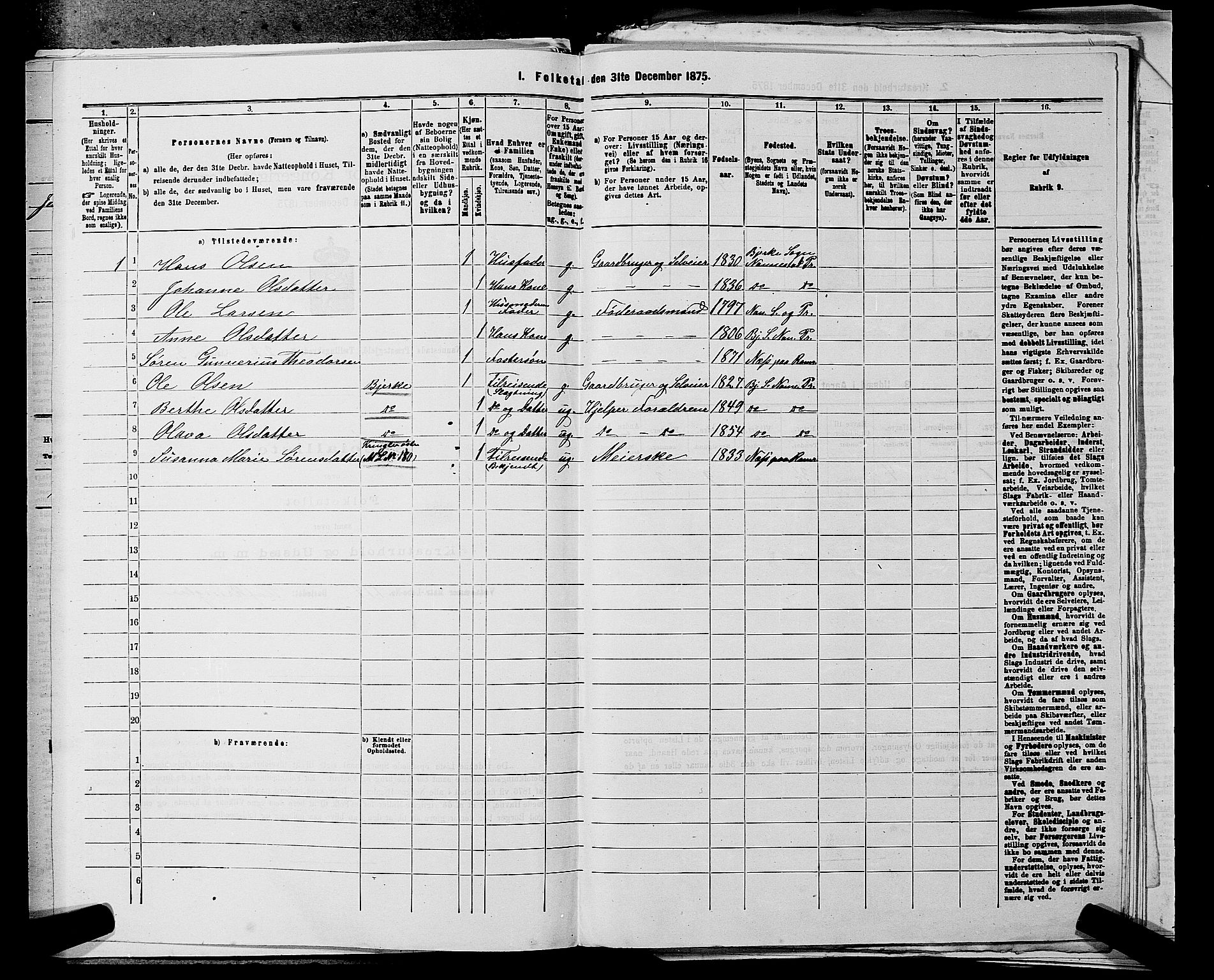 RA, 1875 census for 0238P Nannestad, 1875, p. 339