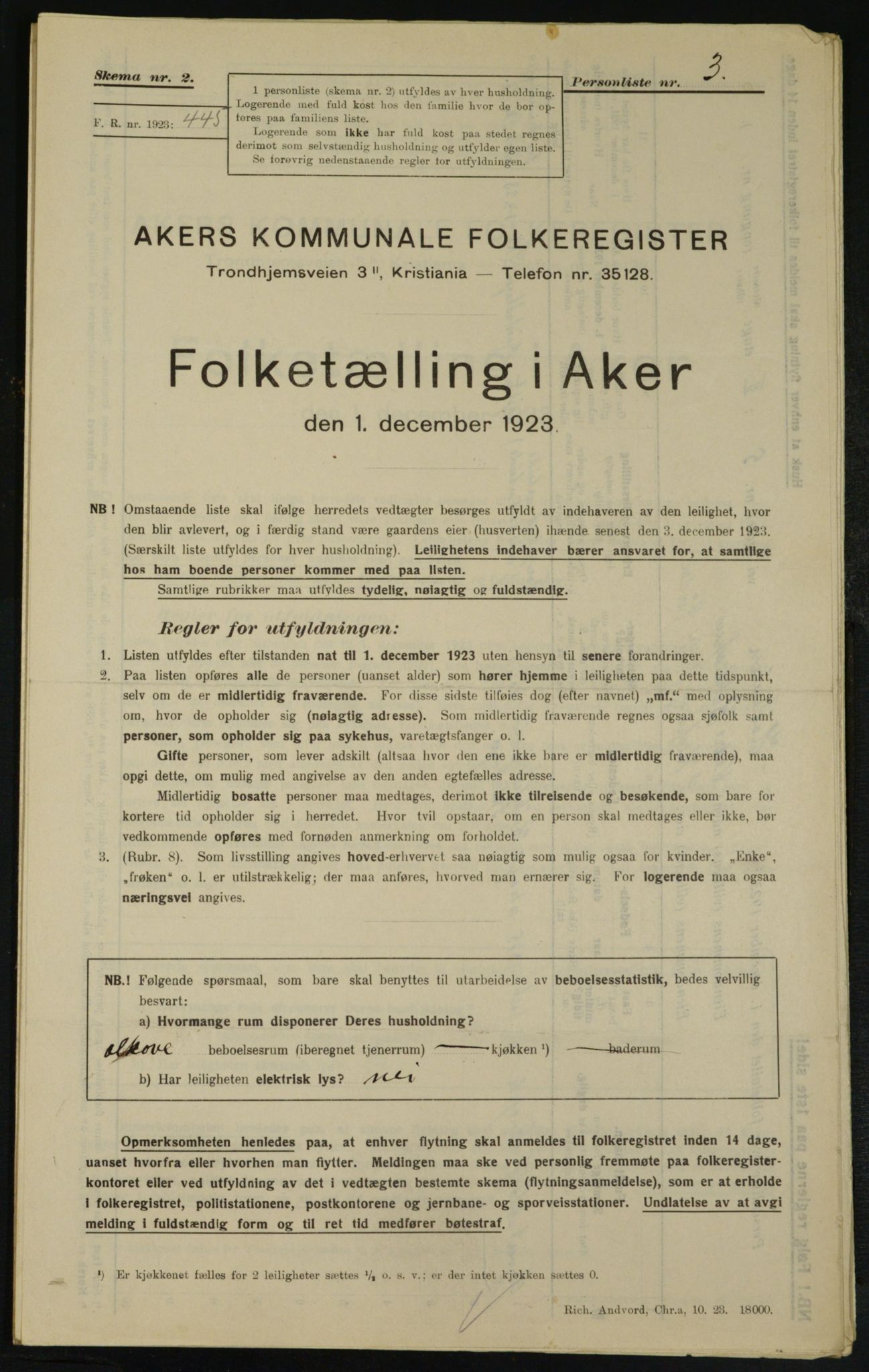 , Municipal Census 1923 for Aker, 1923, p. 25336