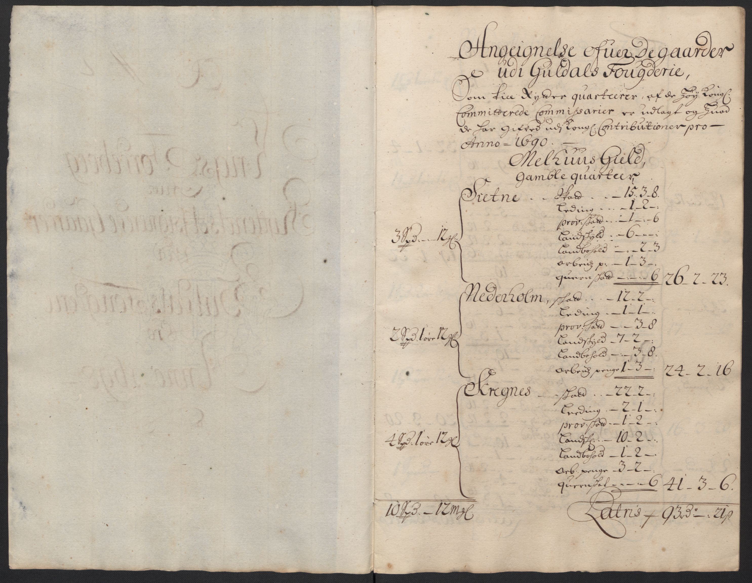 Rentekammeret inntil 1814, Reviderte regnskaper, Fogderegnskap, RA/EA-4092/R60/L3948: Fogderegnskap Orkdal og Gauldal, 1698, p. 393
