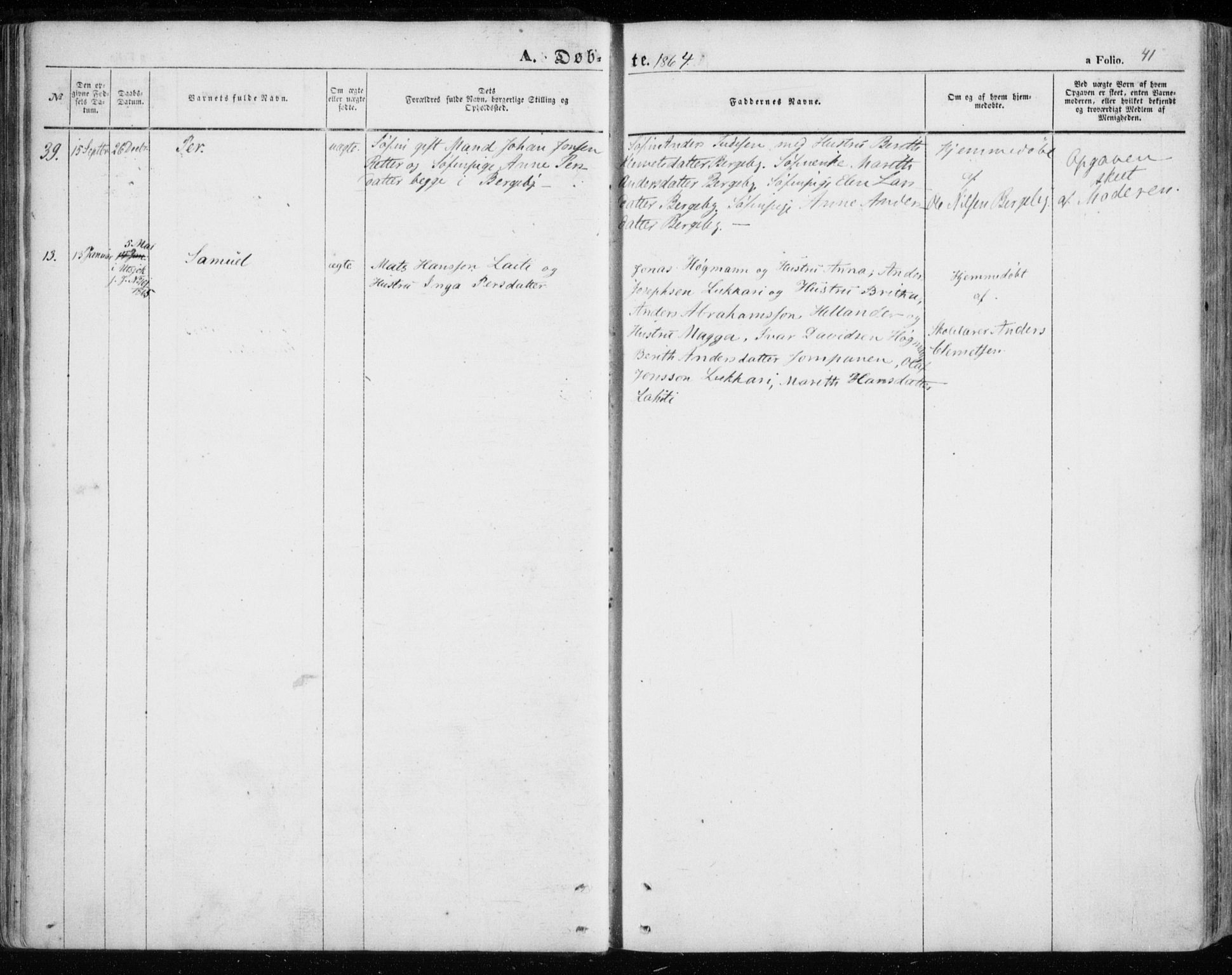 Nesseby sokneprestkontor, SATØ/S-1330/H/Ha/L0002kirke: Parish register (official) no. 2, 1856-1864, p. 41