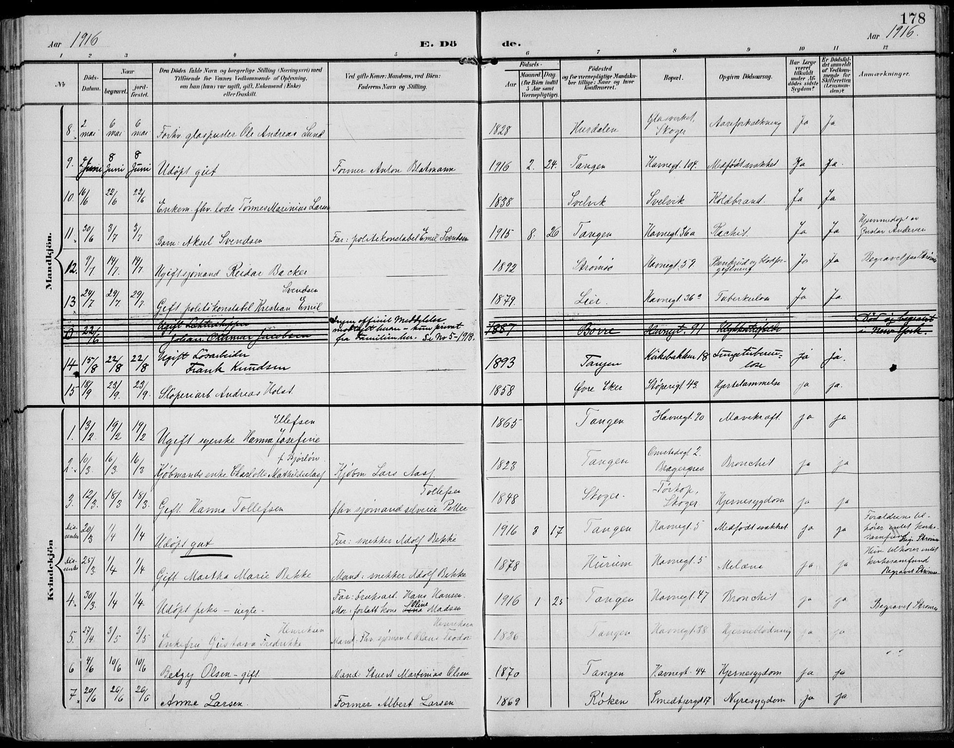 Strømsø kirkebøker, AV/SAKO-A-246/F/Fb/L0008: Parish register (official) no. II 8, 1902-1933, p. 178