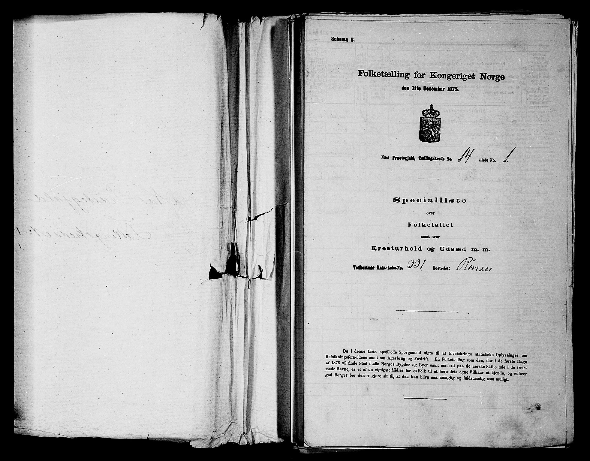 RA, 1875 census for 0236P Nes, 1875, p. 2484