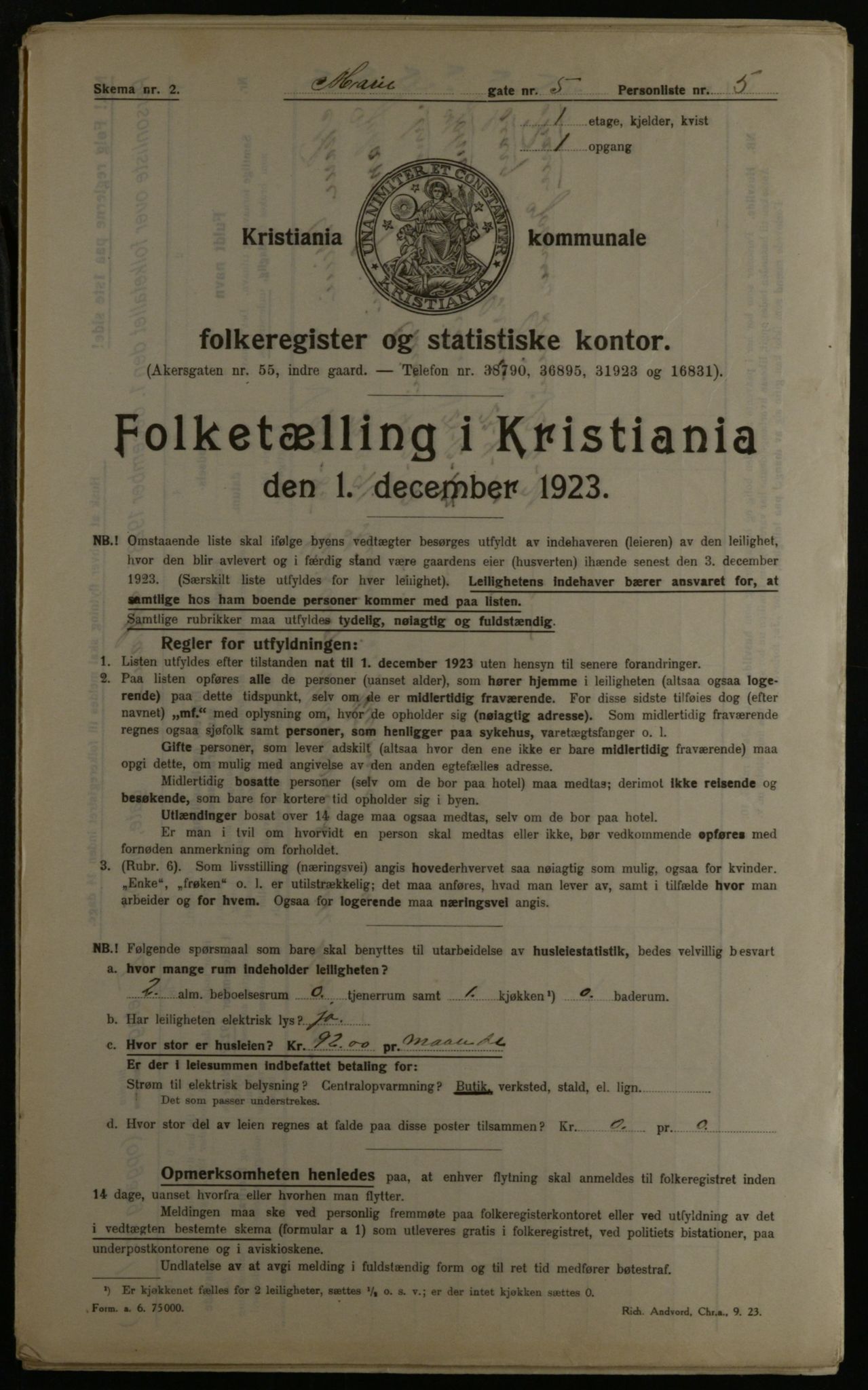 OBA, Municipal Census 1923 for Kristiania, 1923, p. 69642