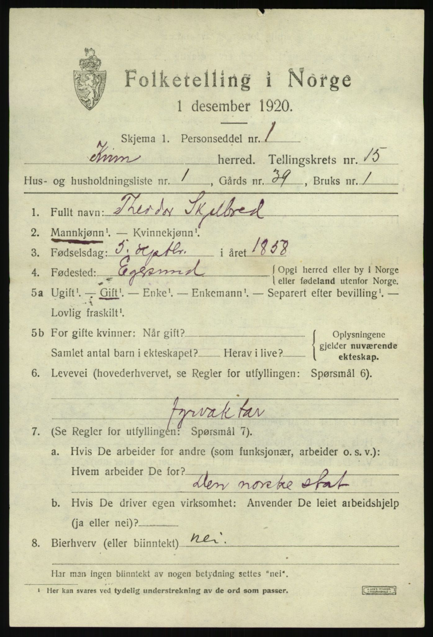 SAB, 1920 census for Kinn, 1920, p. 5343