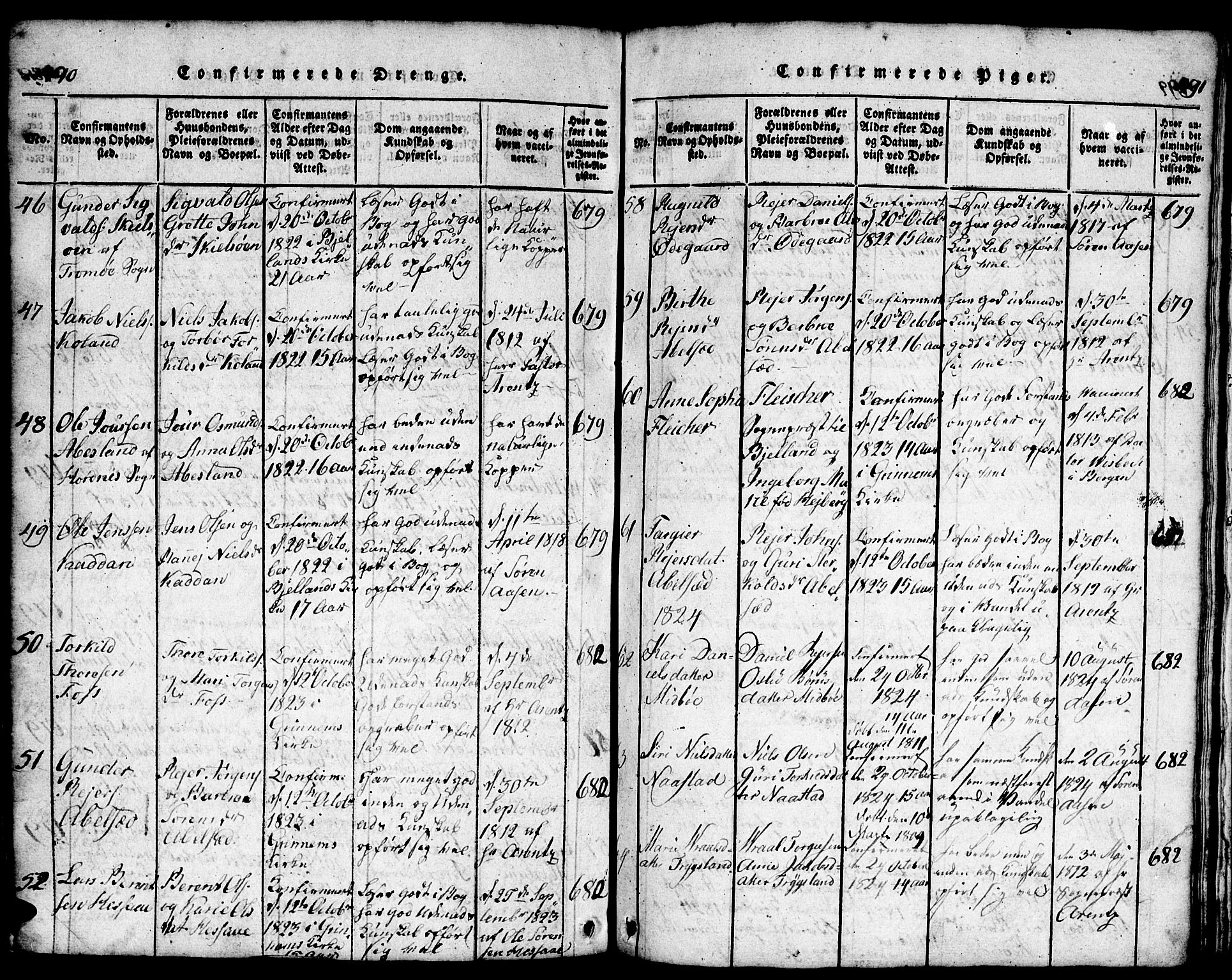 Bjelland sokneprestkontor, SAK/1111-0005/F/Fb/Fba/L0003: Parish register (copy) no. B 3, 1816-1870, p. 490-491