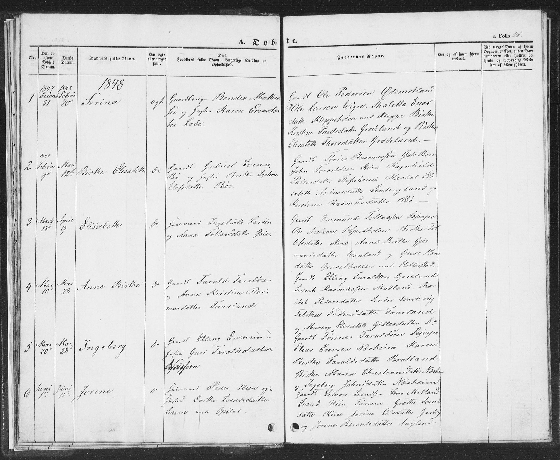 Hå sokneprestkontor, AV/SAST-A-101801/001/30BA/L0006: Parish register (official) no. A 5, 1842-1853, p. 26