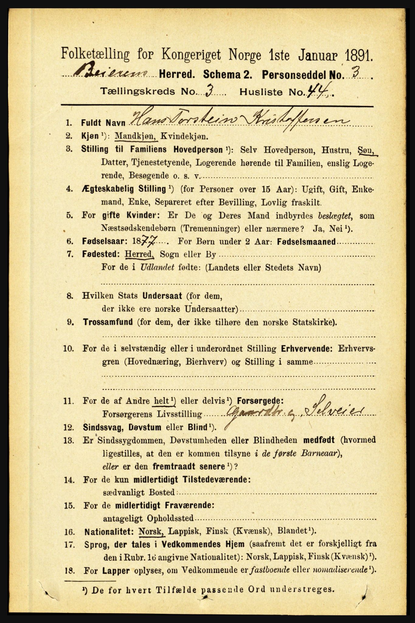 RA, 1891 census for 1839 Beiarn, 1891, p. 1281