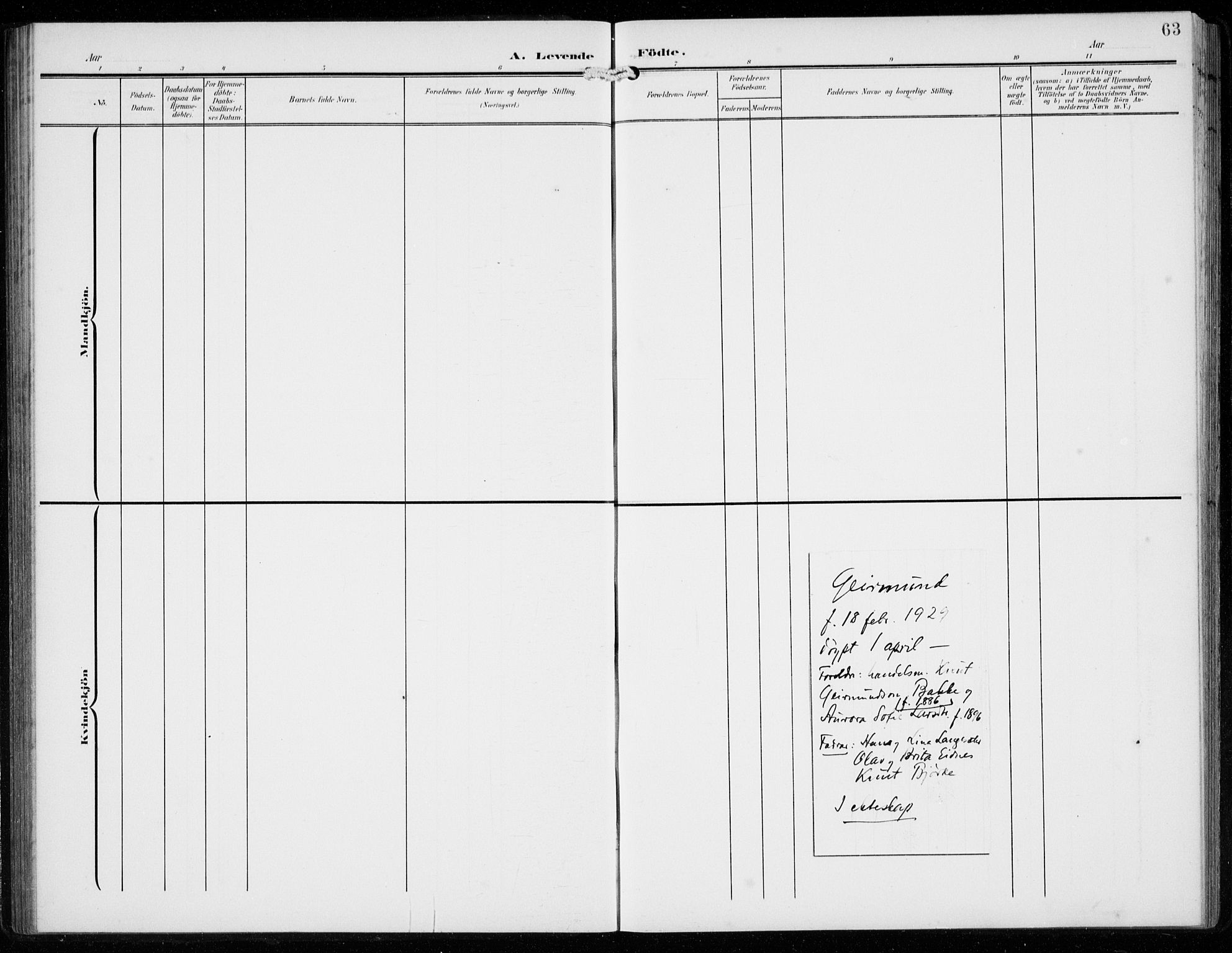 Ullensvang sokneprestembete, SAB/A-78701/H/Hab: Parish register (copy) no. F  1, 1902-1935, p. 63