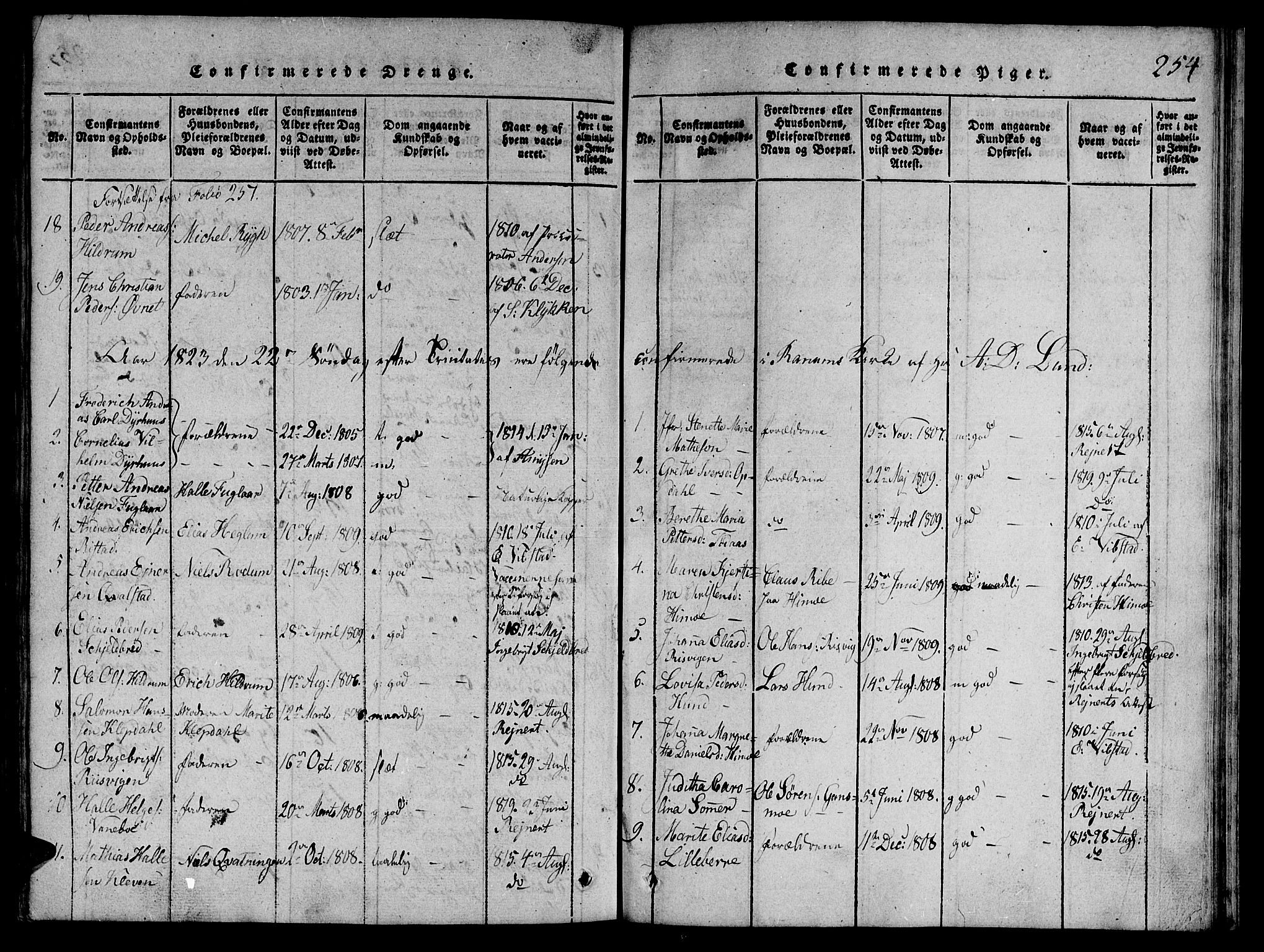 Ministerialprotokoller, klokkerbøker og fødselsregistre - Nord-Trøndelag, SAT/A-1458/764/L0546: Parish register (official) no. 764A06 /1, 1816-1823, p. 254