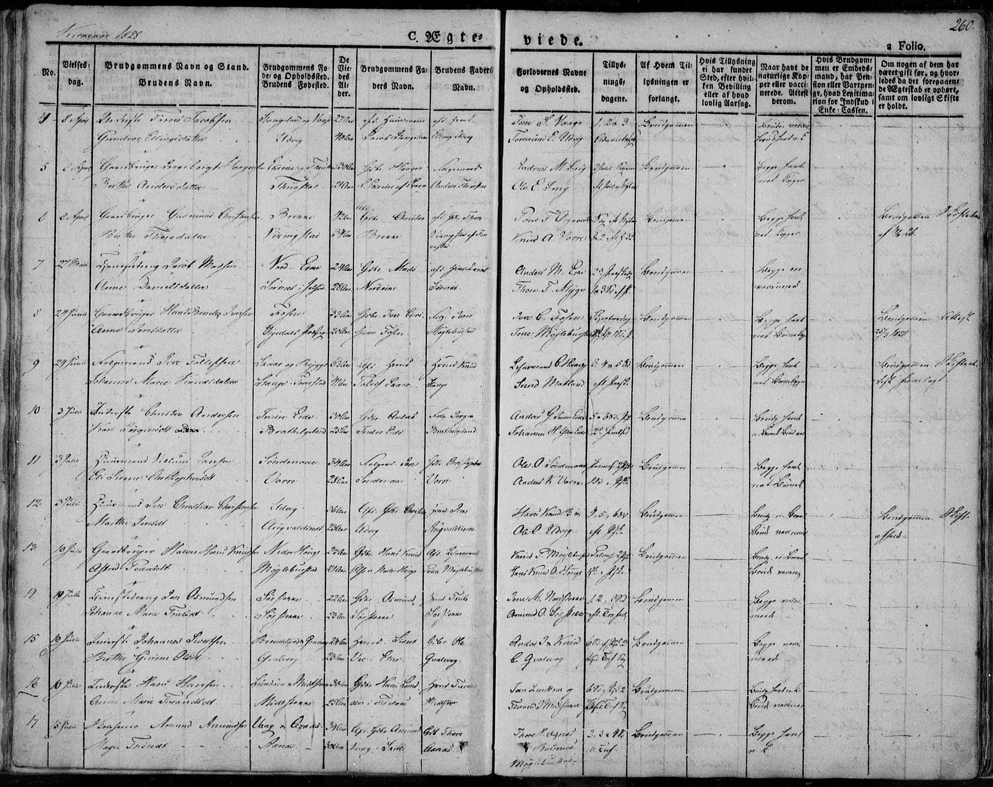 Avaldsnes sokneprestkontor, SAST/A -101851/H/Ha/Haa/L0005: Parish register (official) no. A 5.1, 1825-1841, p. 260