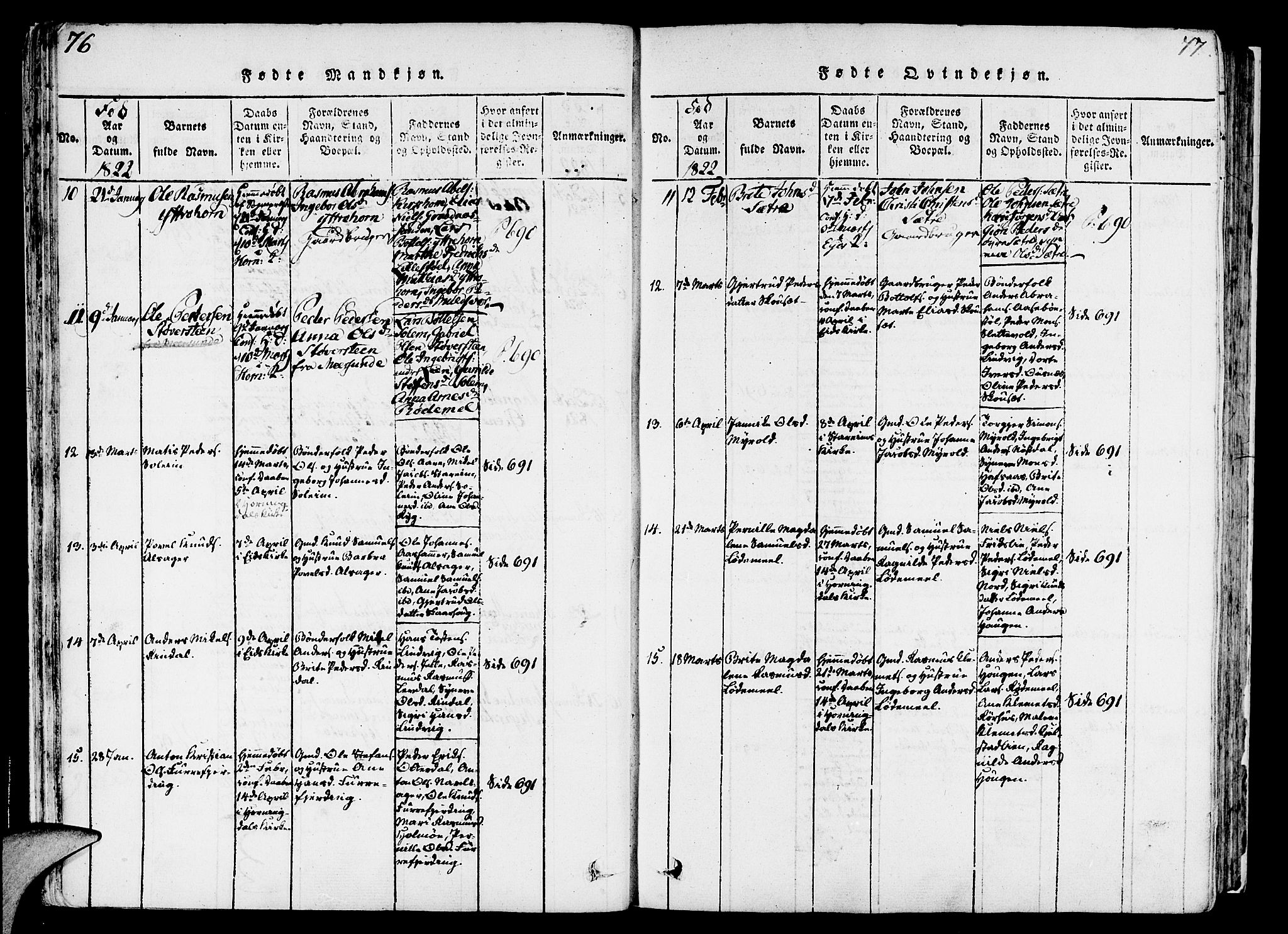 Eid sokneprestembete, AV/SAB-A-82301/H/Haa/Haaa/L0005: Parish register (official) no. A 5, 1816-1830, p. 76-77