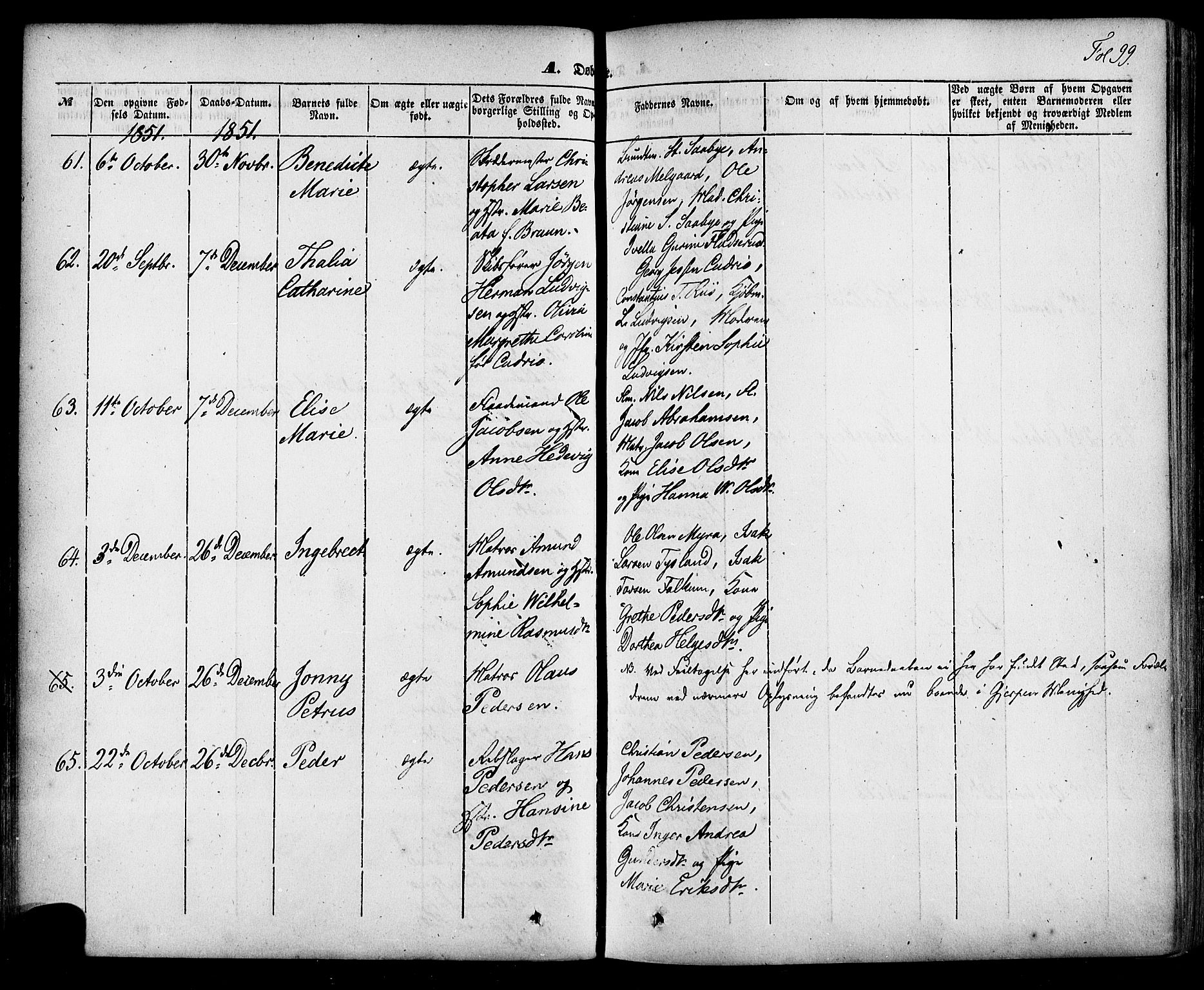 Skien kirkebøker, AV/SAKO-A-302/F/Fa/L0006a: Parish register (official) no. 6A, 1843-1856, p. 99