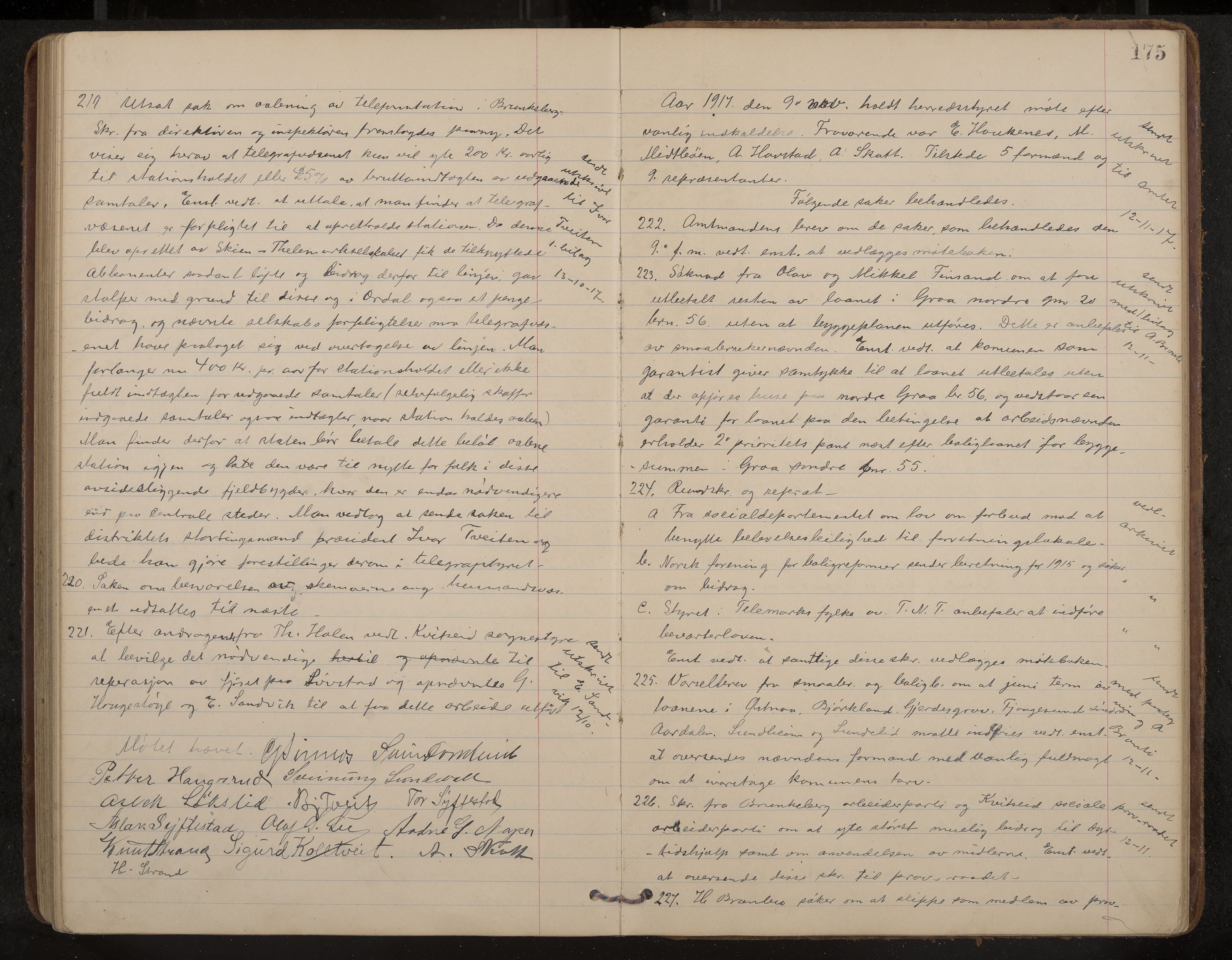 Kviteseid formannskap og sentraladministrasjon, IKAK/0829021/A/Aa/L0005: Møtebok, 1911-1918, p. 175