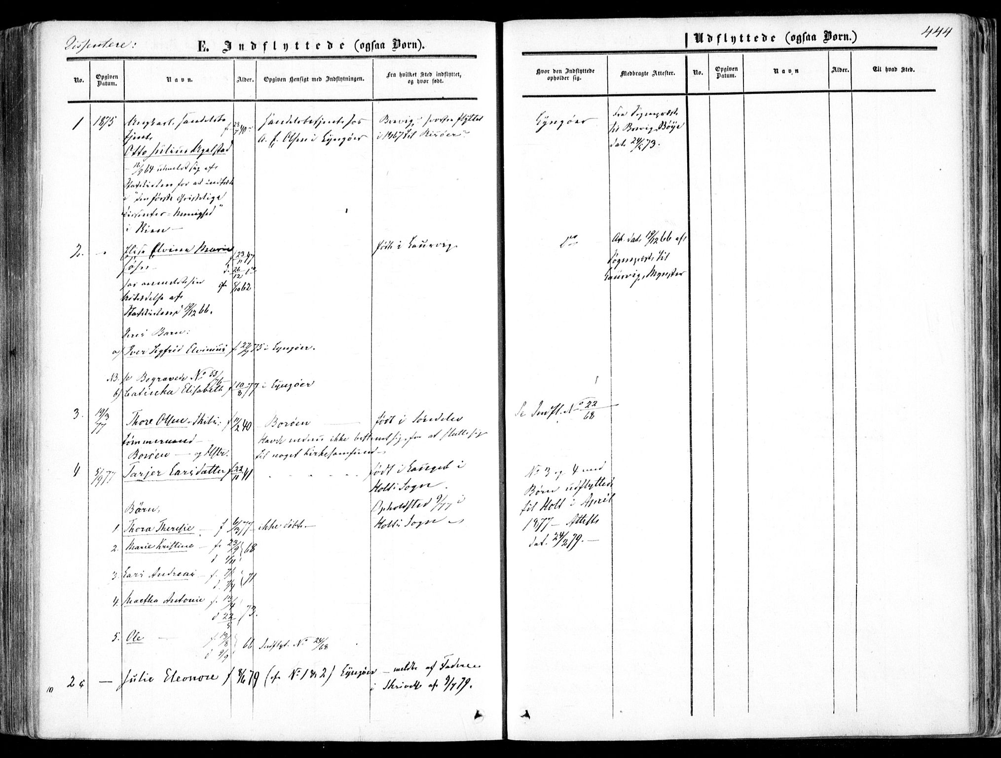 Dypvåg sokneprestkontor, SAK/1111-0007/F/Fa/Faa/L0006: Parish register (official) no. A 6, 1855-1872, p. 444