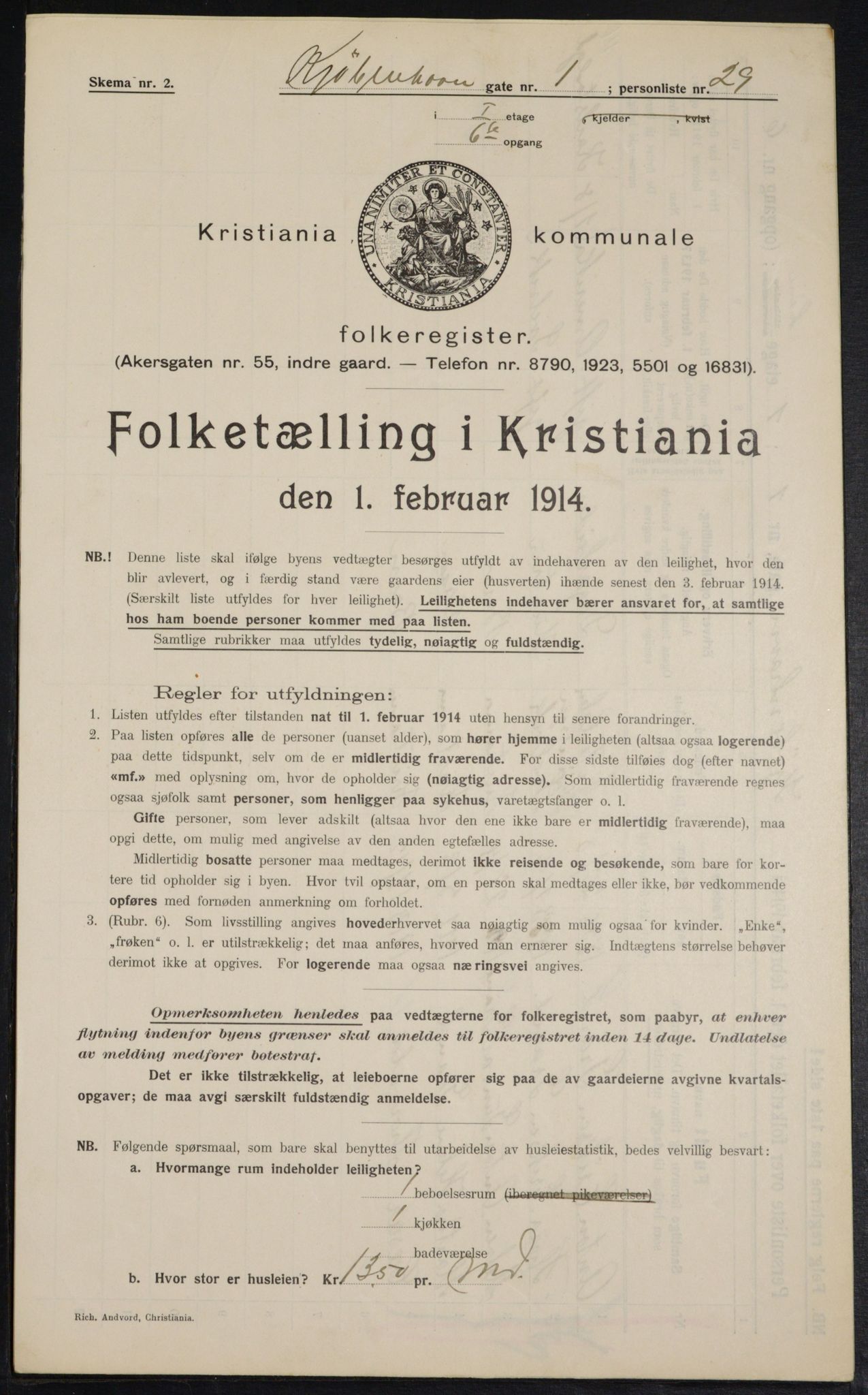 OBA, Municipal Census 1914 for Kristiania, 1914, p. 54927