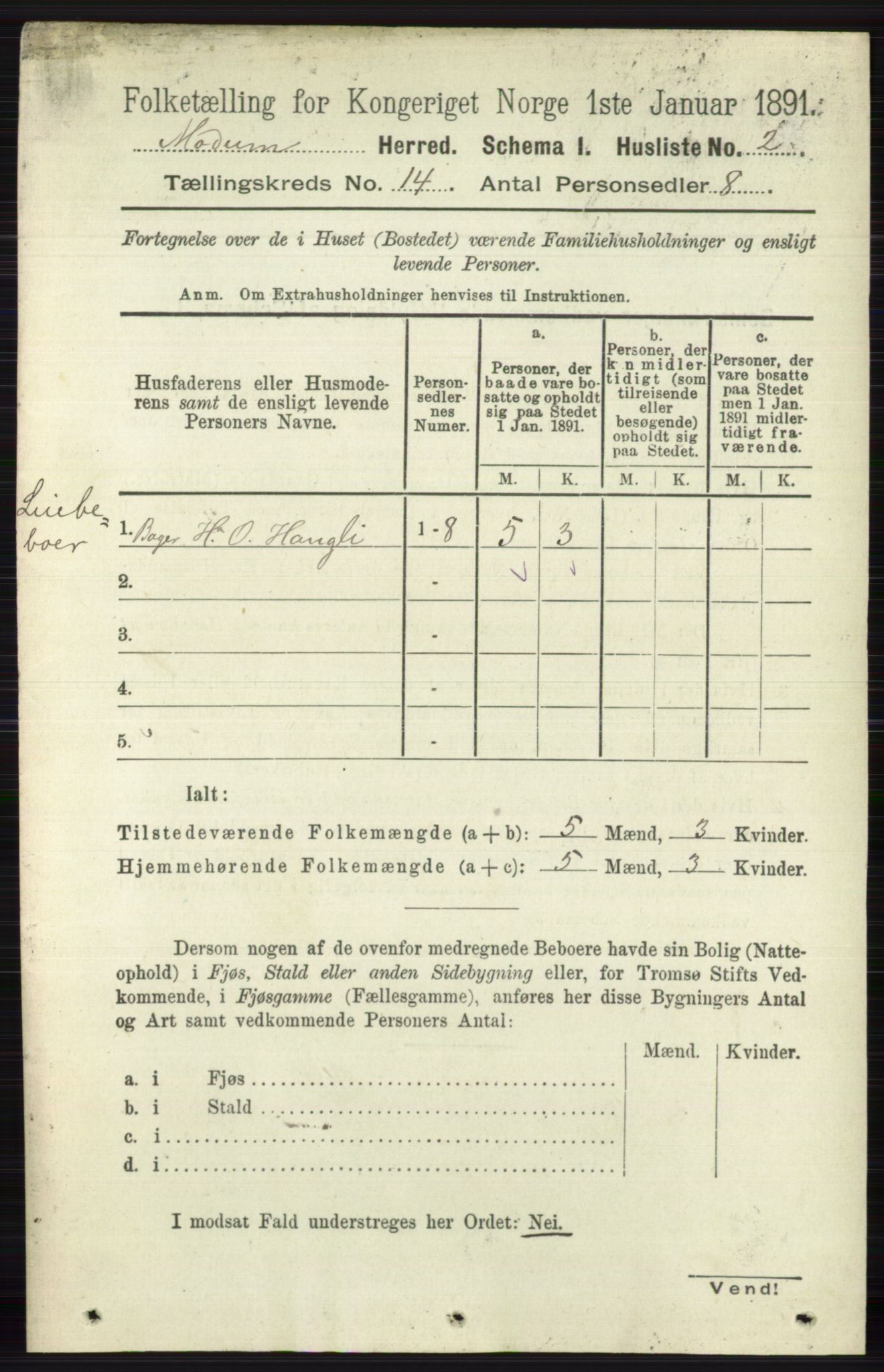 RA, 1891 census for 0623 Modum, 1891, p. 5353