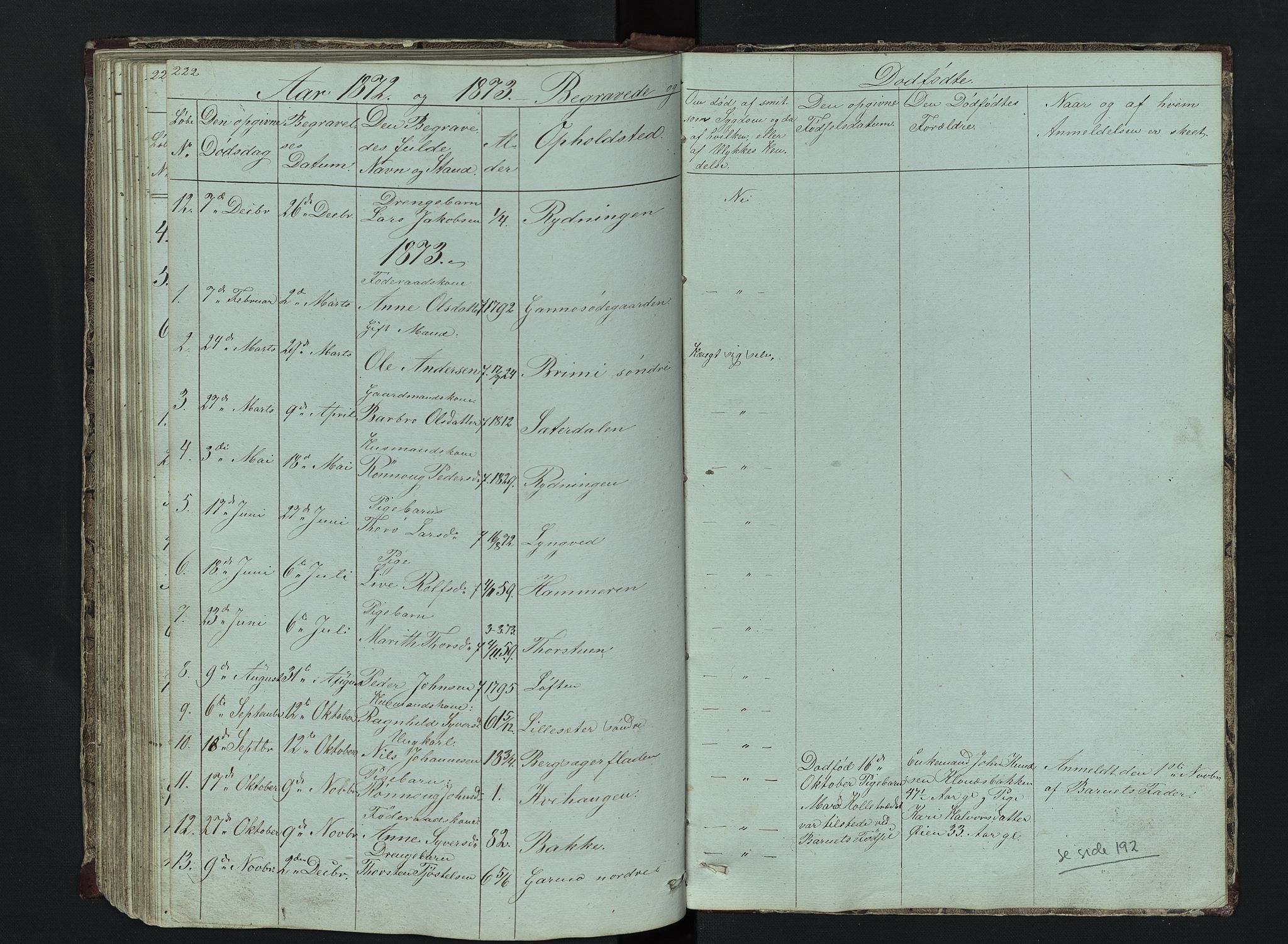 Lom prestekontor, SAH/PREST-070/L/L0014: Parish register (copy) no. 14, 1845-1876, p. 222-223