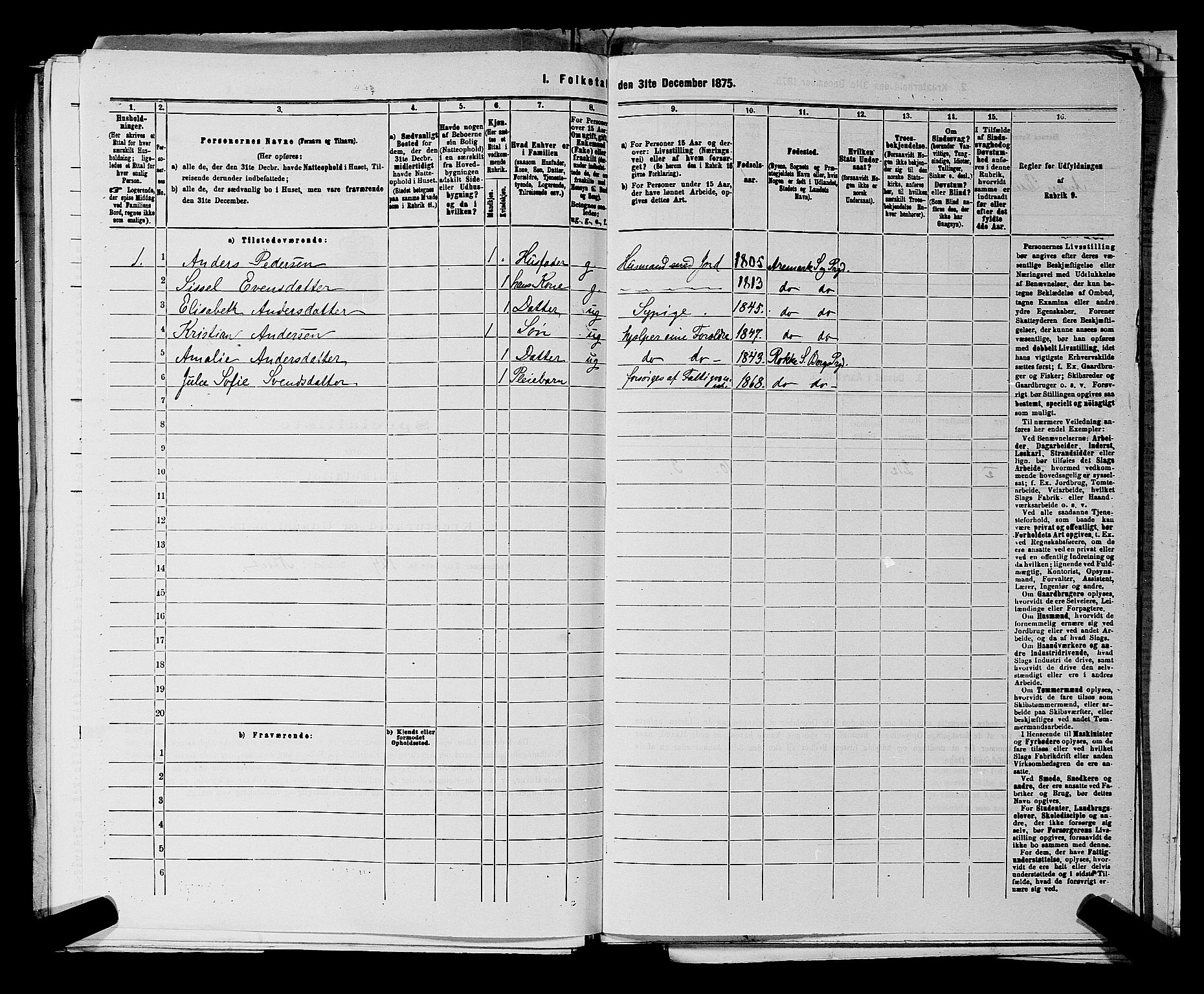 RA, 1875 census for 0116P Berg, 1875, p. 992
