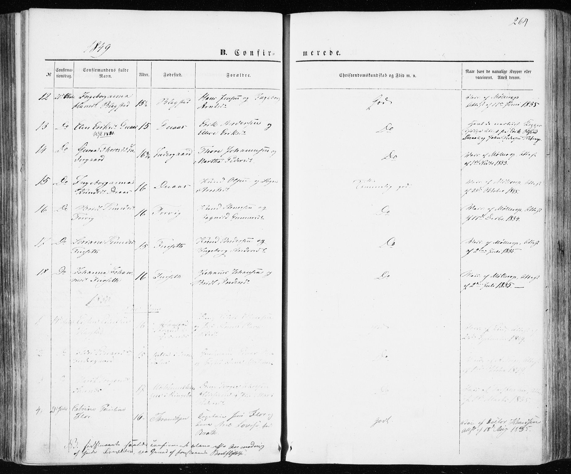 Ministerialprotokoller, klokkerbøker og fødselsregistre - Møre og Romsdal, SAT/A-1454/586/L0984: Parish register (official) no. 586A10, 1844-1856, p. 264