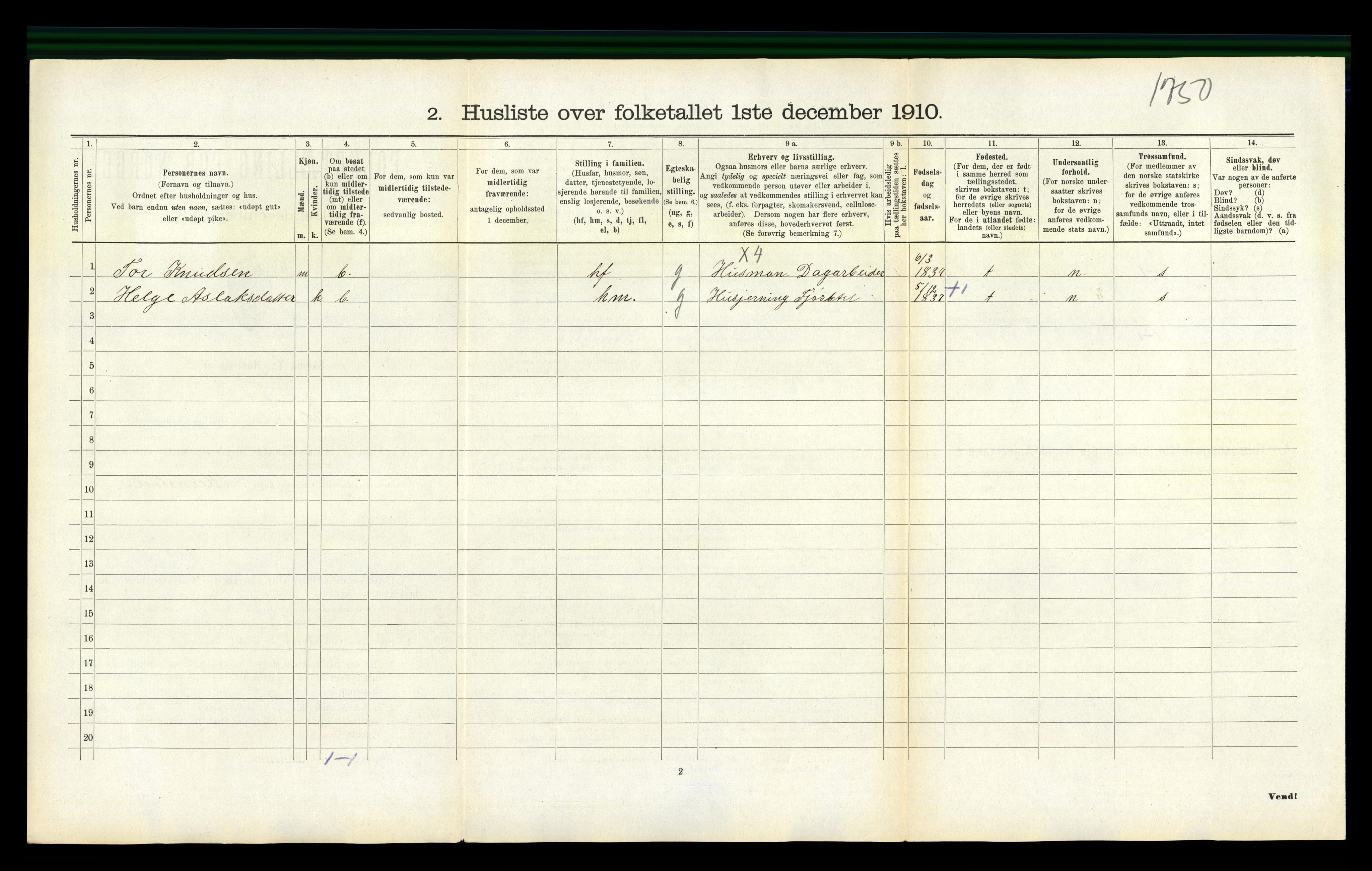 RA, 1910 census for Seljord, 1910, p. 720