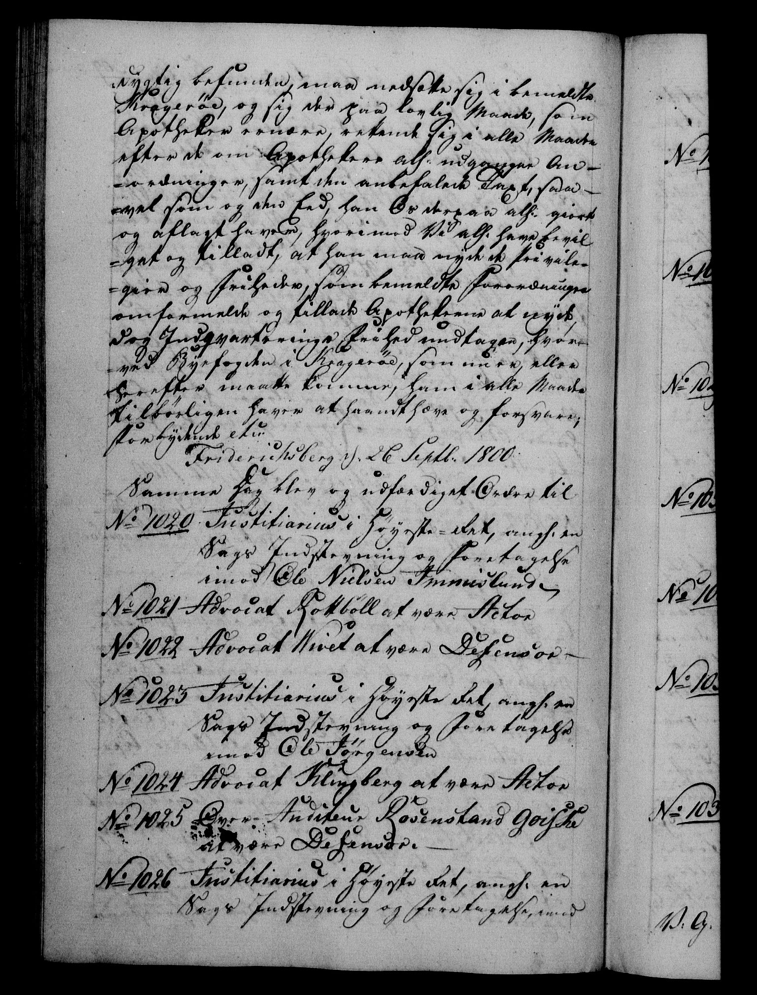 Danske Kanselli 1800-1814, RA/EA-3024/H/Hf/Hfb/Hfba/L0001: Registranter, 1800-1801, p. 309b