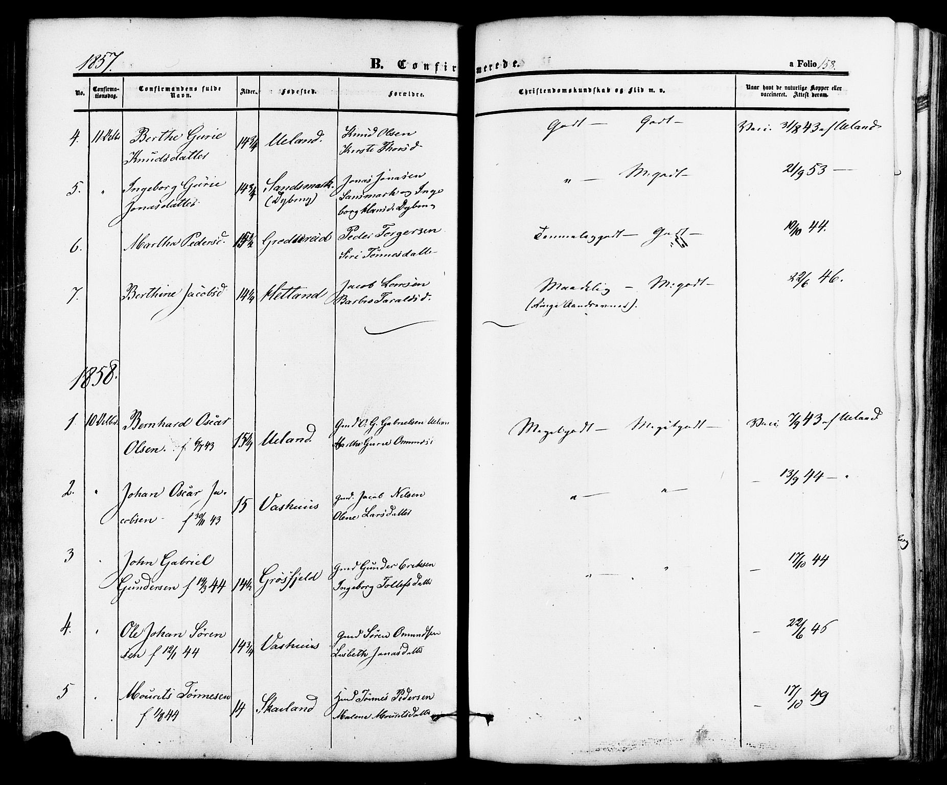 Lund sokneprestkontor, AV/SAST-A-101809/S06/L0010: Parish register (official) no. A 9, 1854-1886, p. 158