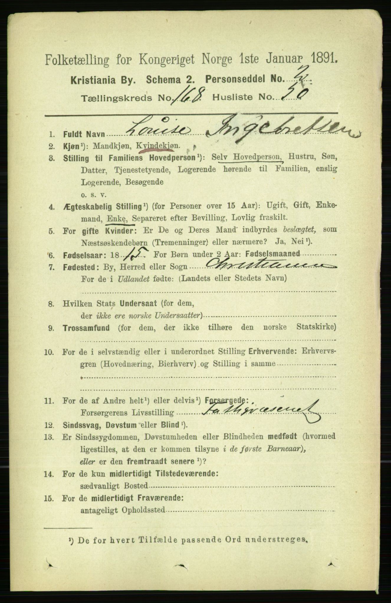 RA, 1891 census for 0301 Kristiania, 1891, p. 98720