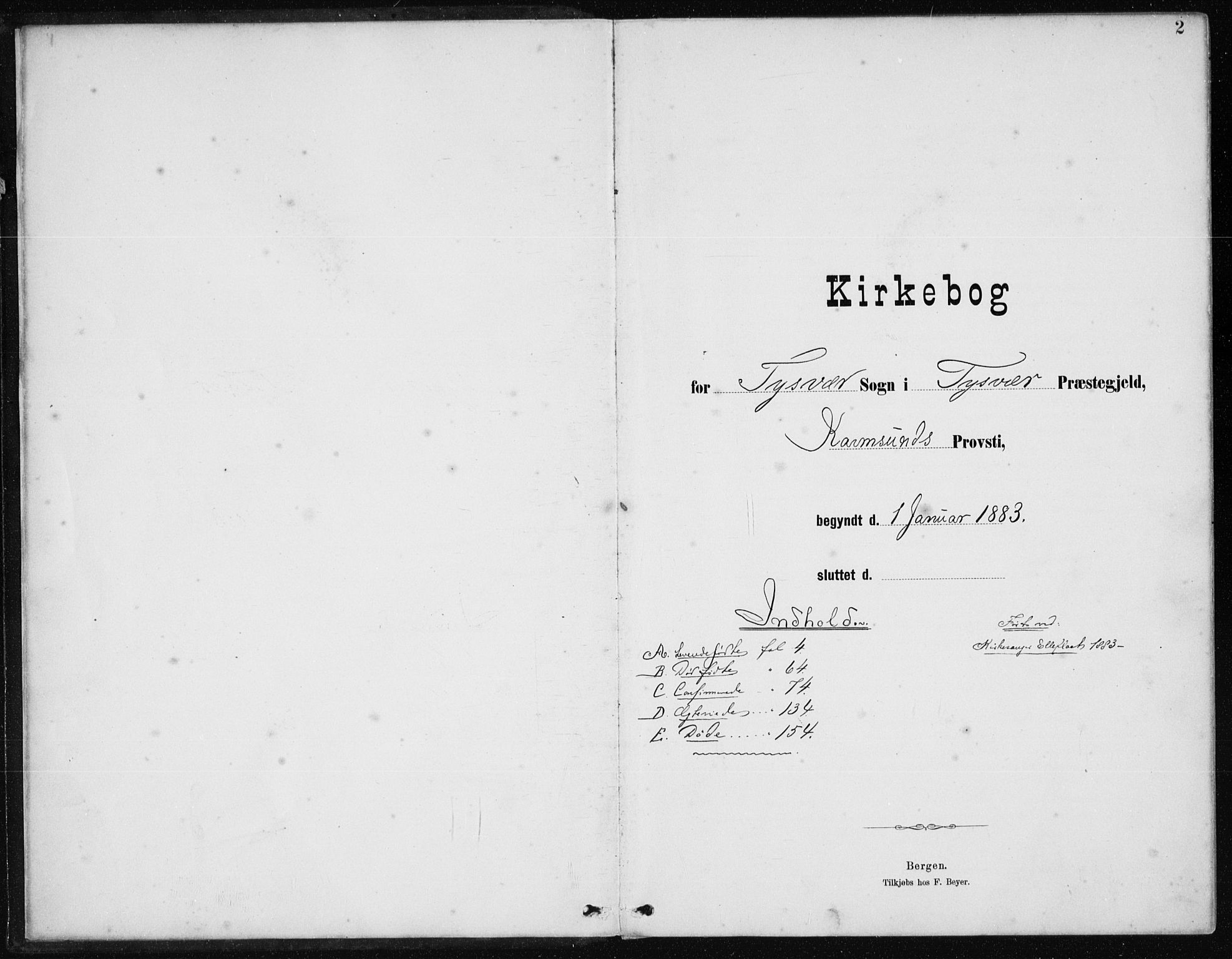 Tysvær sokneprestkontor, SAST/A -101864/H/Ha/Hab/L0004: Parish register (copy) no. B 4, 1883-1896, p. 2