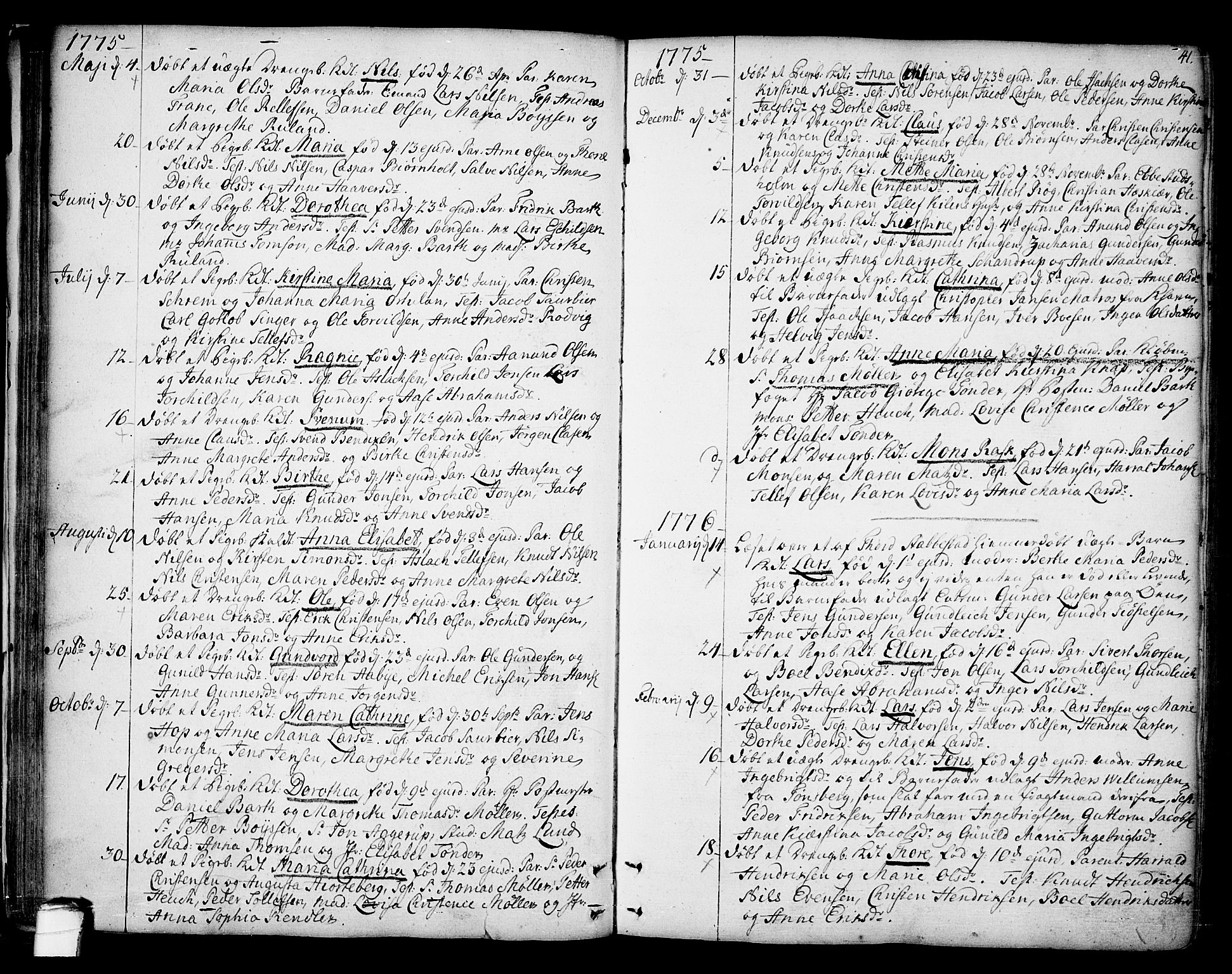 Kragerø kirkebøker, SAKO/A-278/F/Fa/L0002: Parish register (official) no. 2, 1767-1802, p. 41