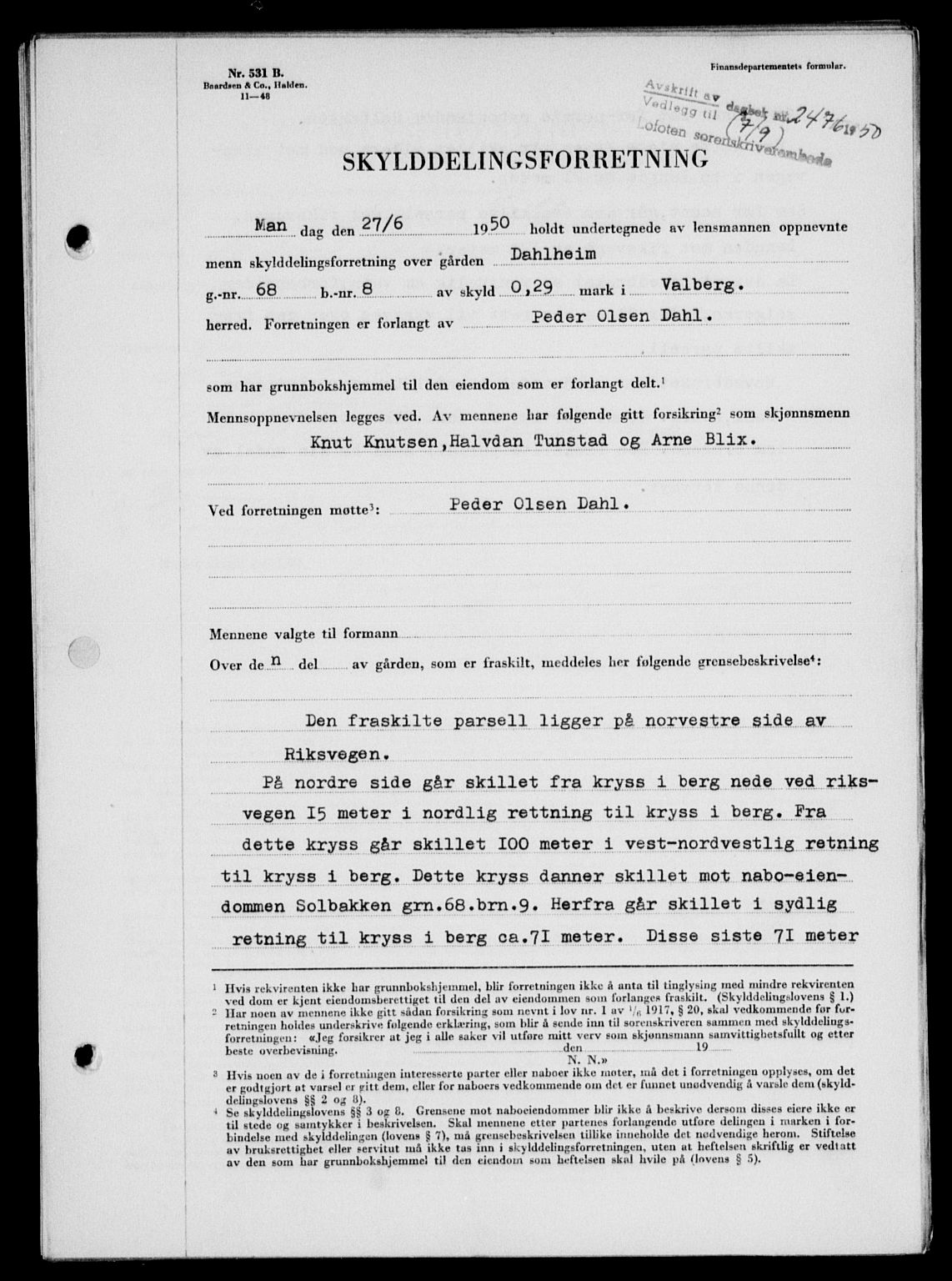 Lofoten sorenskriveri, SAT/A-0017/1/2/2C/L0024a: Mortgage book no. 24a, 1950-1950, Diary no: : 2476/1950
