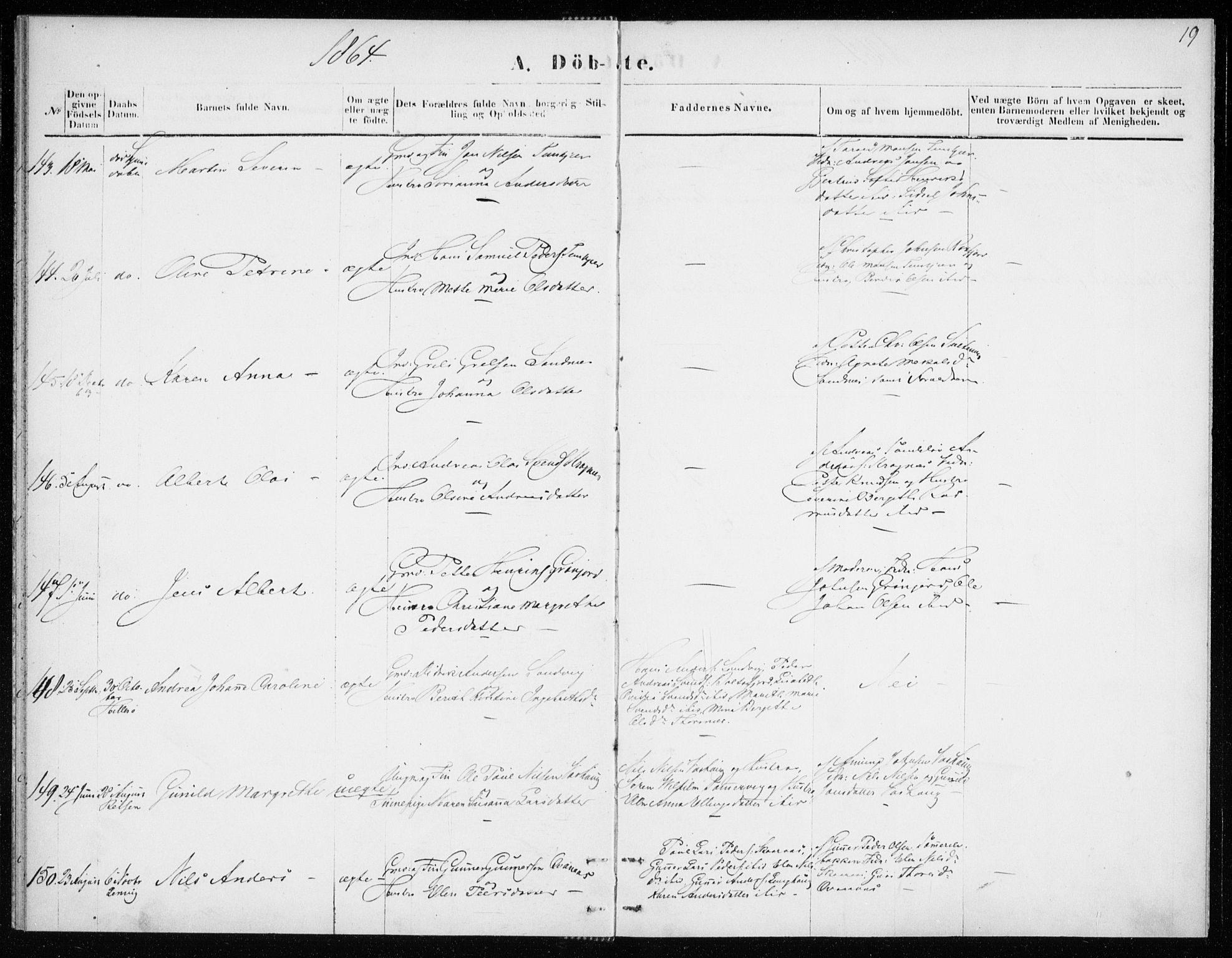 Lenvik sokneprestembete, SATØ/S-1310/H/Ha/Haa/L0008kirke: Parish register (official) no. 8, 1864-1865, p. 19