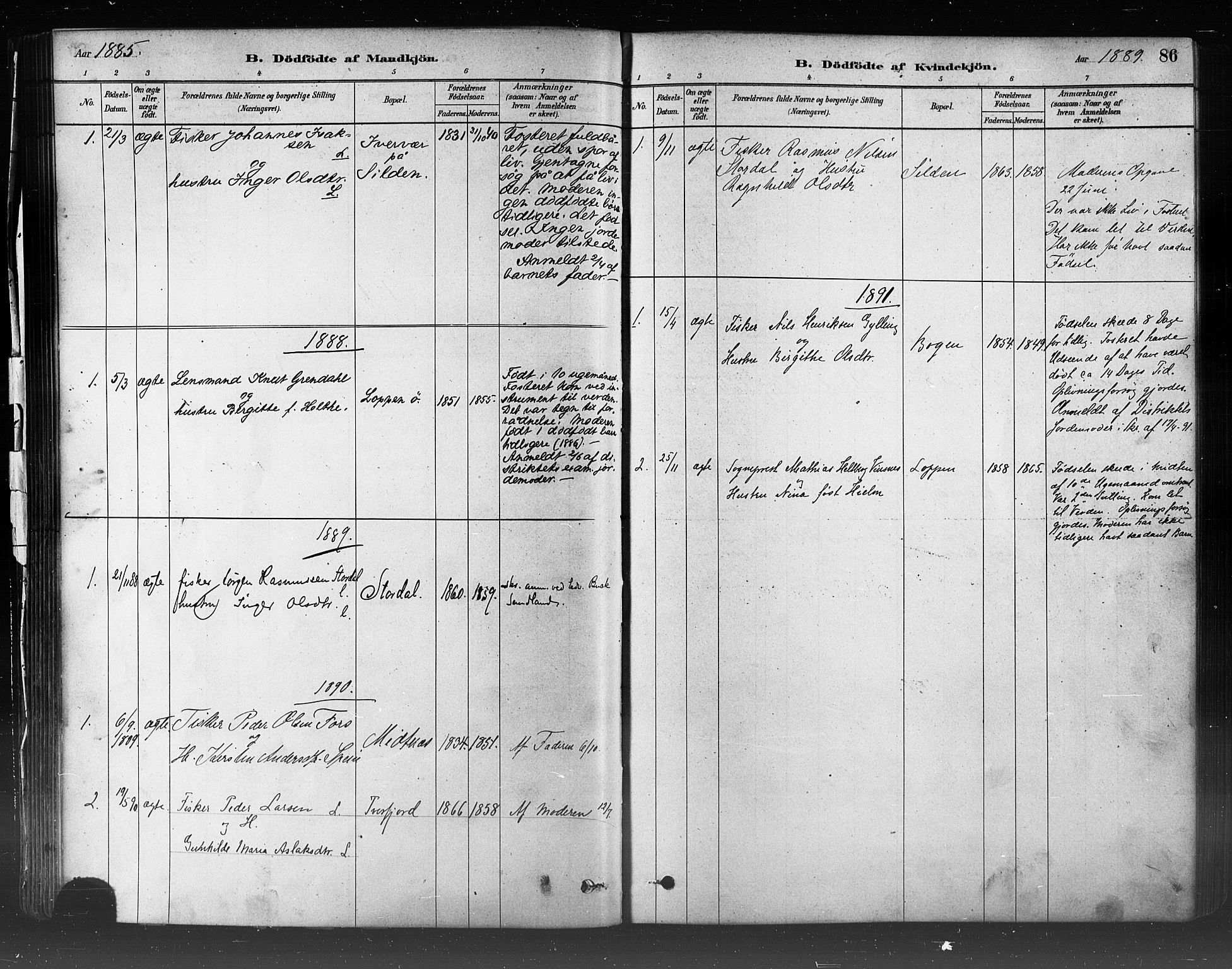 Loppa sokneprestkontor, SATØ/S-1339/H/Ha/L0006kirke: Parish register (official) no. 6, 1879-1895, p. 86