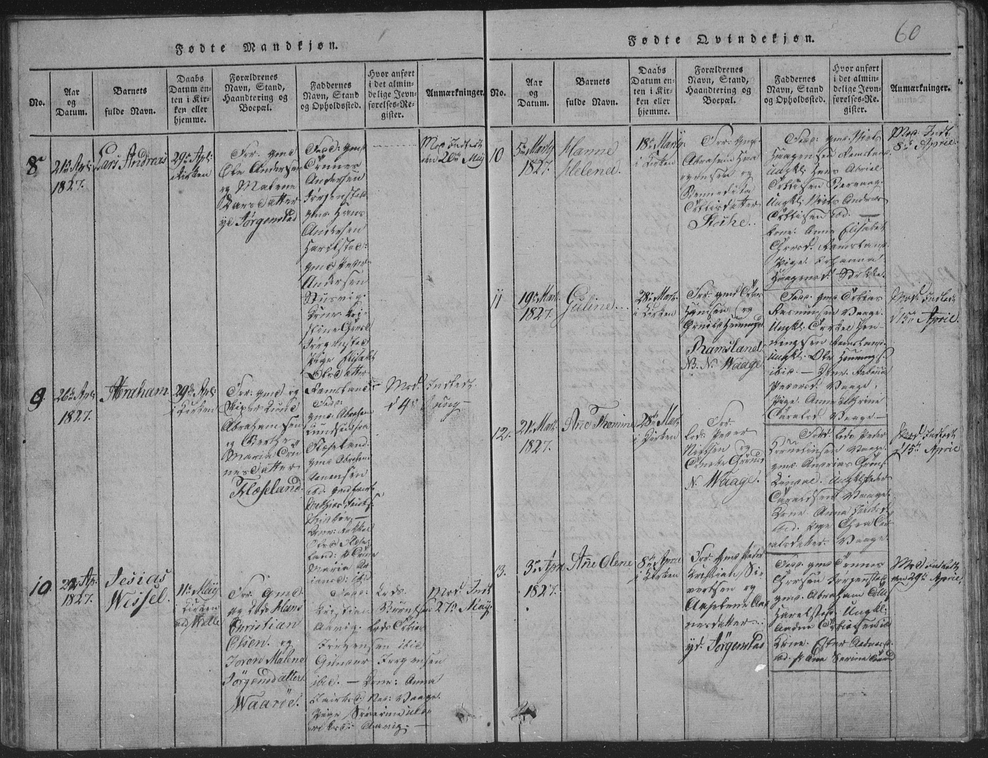 Sør-Audnedal sokneprestkontor, AV/SAK-1111-0039/F/Fb/Fba/L0001: Parish register (copy) no. B 1, 1815-1850, p. 60